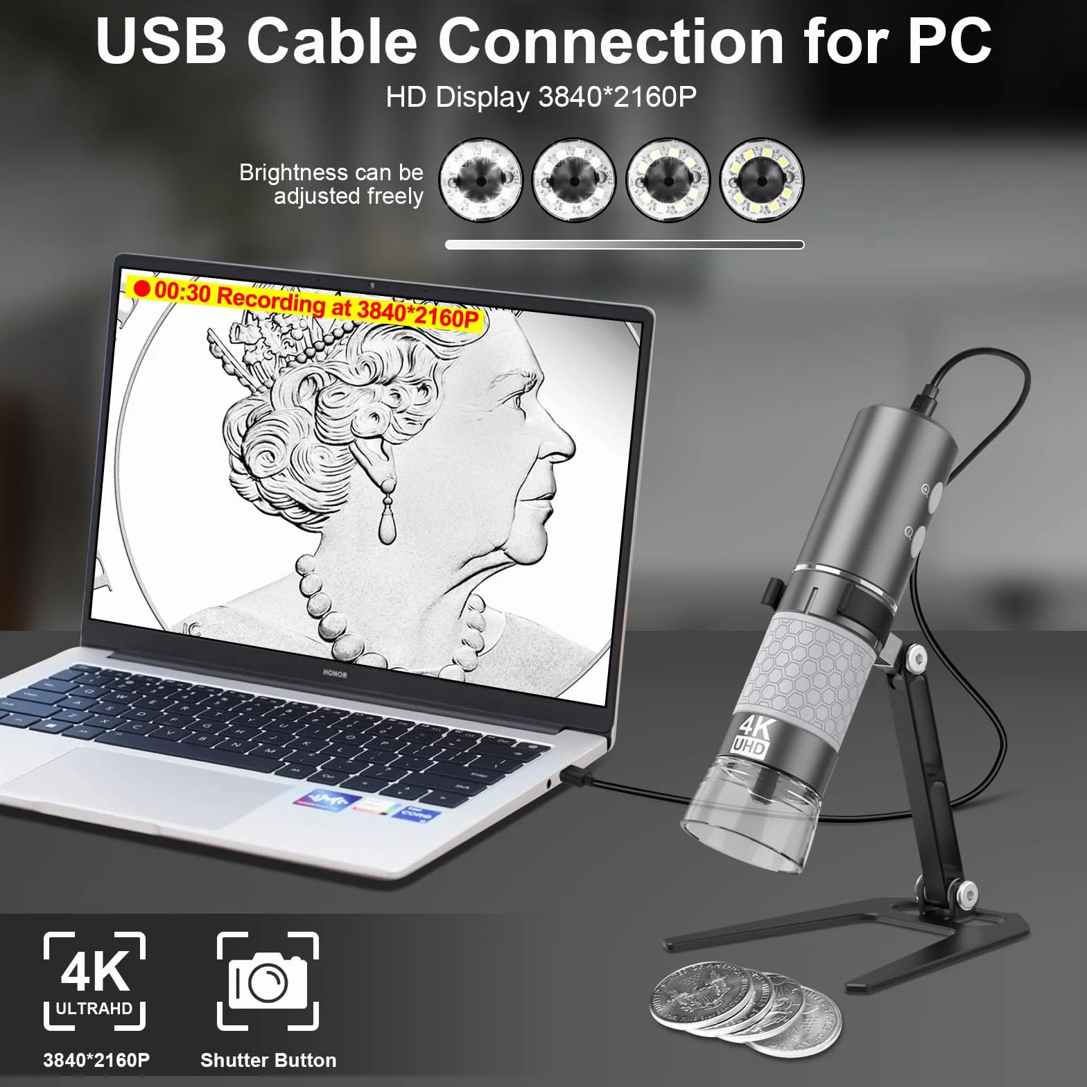 Mikroskop 4K WiFi Ulepszony stojak na iPhone'a Android PC 50-1000X Mikroskop cyfrowy USB Bezprzewodowy do wszystkich telefonów komórkowych iPad Android Tablet Windows Mac Chrome Linux Komputer