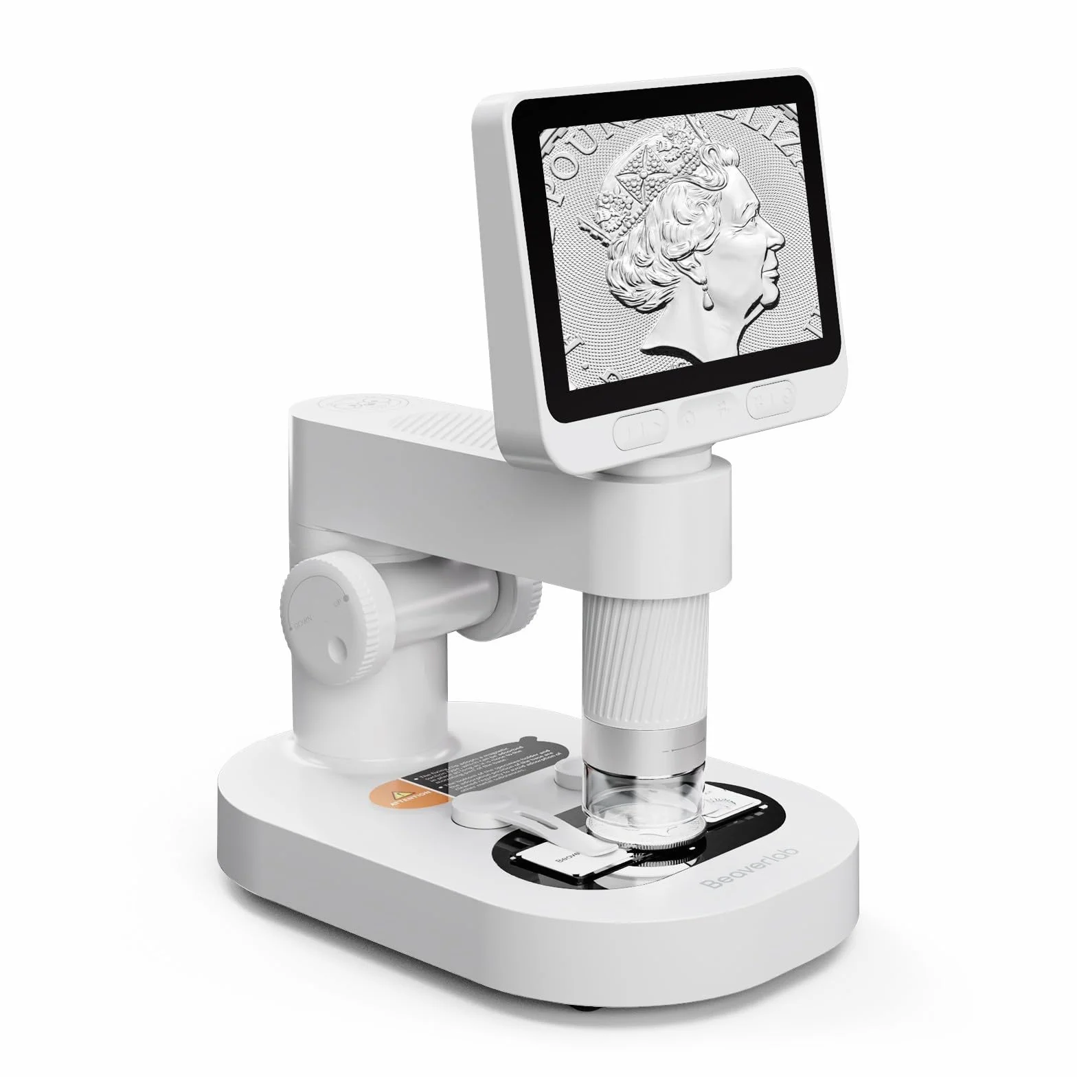 BEAVERLAB Mikroskop cyfrowy z ekranem IPS 10.2 cm, powiększenie 1600x, wideo HD 1080p, 8 regulowanych świateł LED, kompatybilny z komputerem, tabletem, smartfonem, laptopem