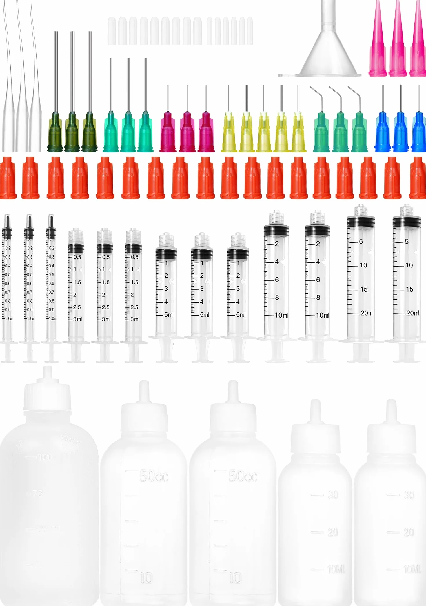 Strzykawka Luer Lock 1 ml, 3 ml, 5 ml, 10 ml, 20 ml, strzykawka Luer Lock z tępą końcówką igłową, 30 ml, 50 ml, 100 ml, aplikator do majsterkowania, rzemiosła, strasu, obróbki drewna, farby, kleju,