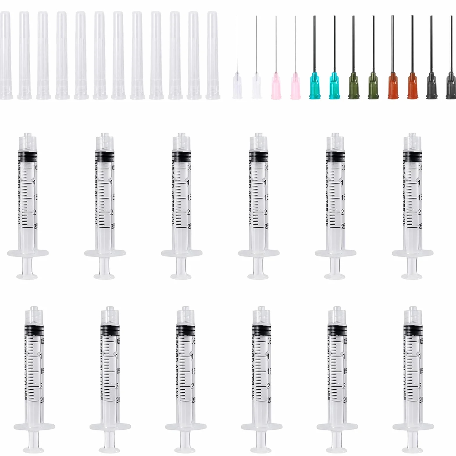 Duża strzykawka z siarą, 2,5 ml, 12 sztuk strzykawek bez igły, strzykawka dozująca bez igły, sterylne strzykawki do dozowania płynów, stopniowana plastikowa strzykawka do karmienia zwierząt domowych