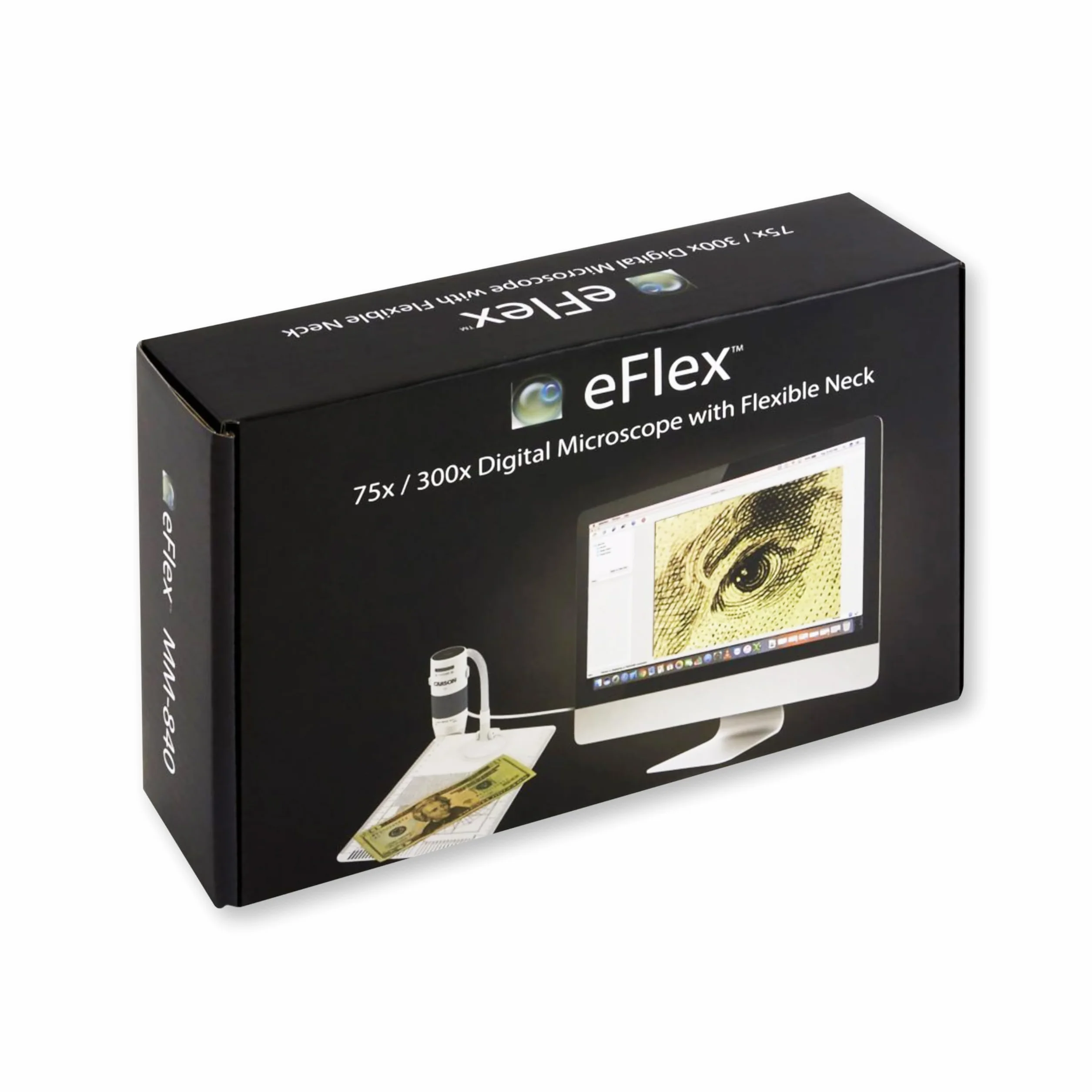 Carson MM-840 eFlex LED cyfrowy mikroskop USB z elastyczną podstawką i podstawą 75x/300x (oparty na monitorze 21″)