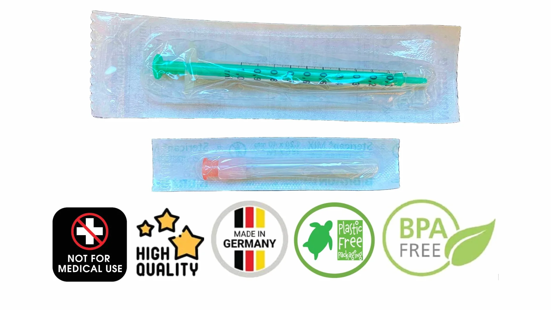 1 ml strzykawka z igłą, strzykawka laboratoryjna, strzykawka z płynem, strzykawka hobbystyczna z tępą igłą, różne rozmiary, do e-liquidów, do hobby i majsterkowania (zestaw 1 x 1 ml)