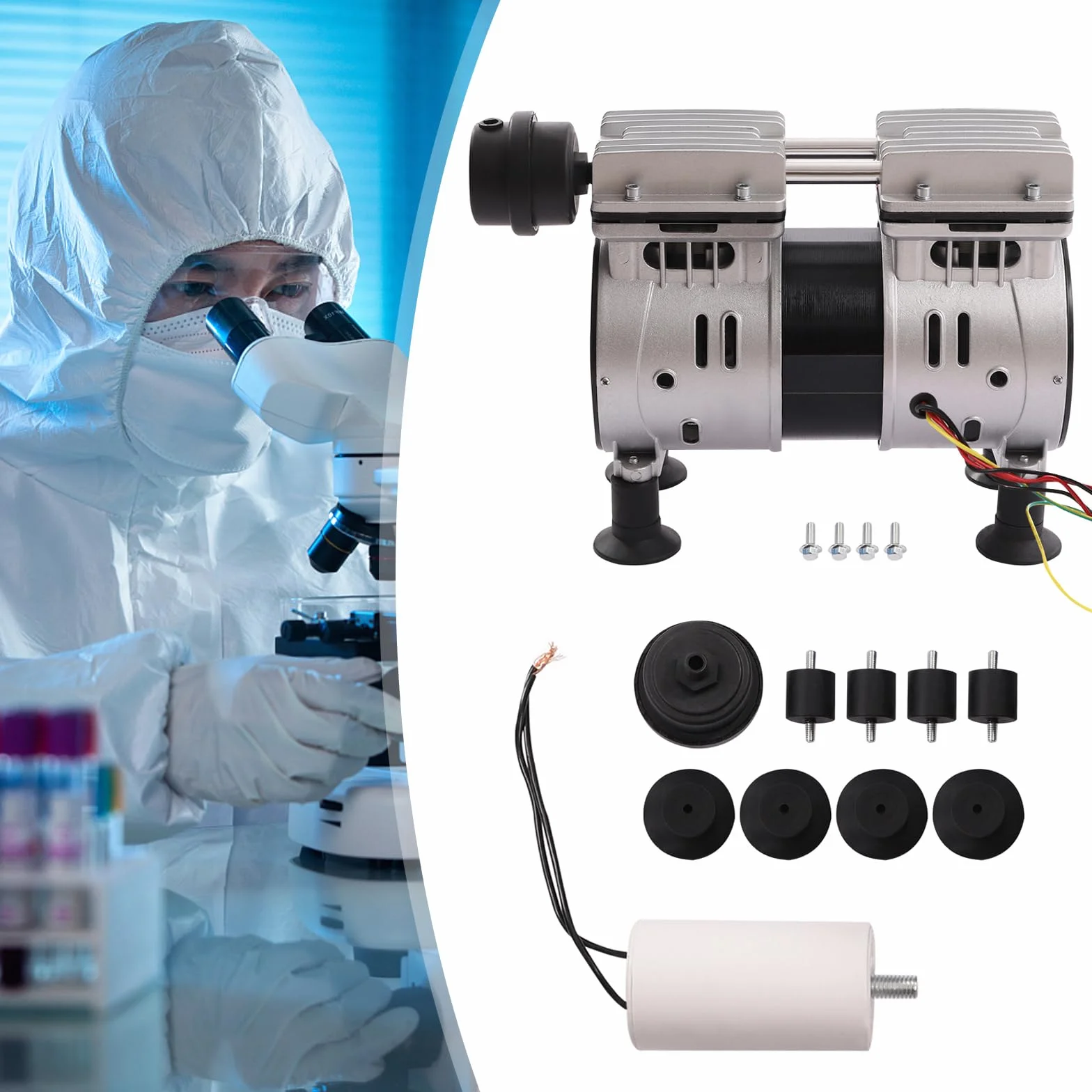 Bezolejowa przemysłowa pompa próżniowa 550 W – wydajna, trwała, bezolejowa pompa próżniowa – laboratorium medyczne 3,6 CFM – 220 V
