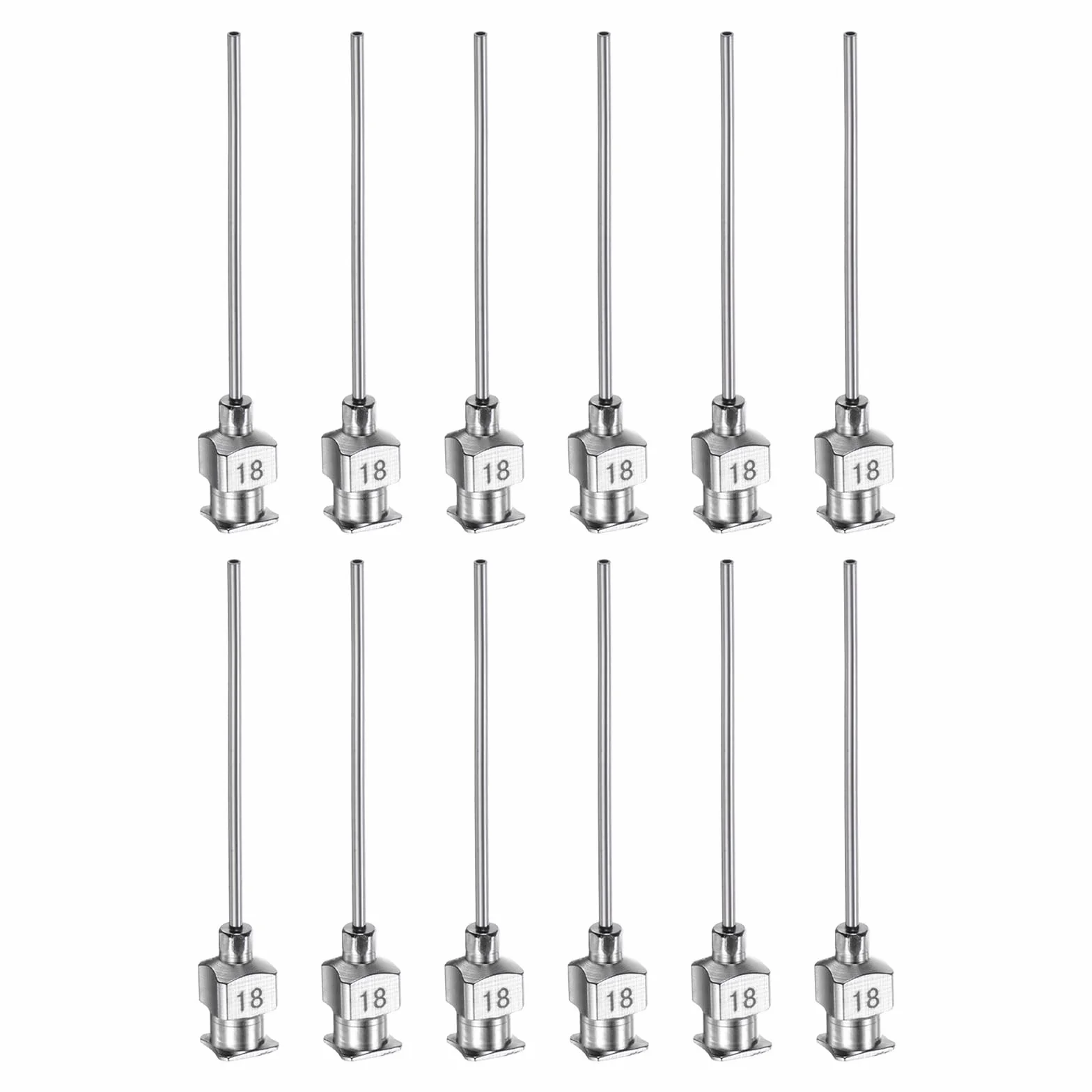 QUARKZMAN 12 sztuk 18 Gauge igły dozujące ze stali nierdzewnej, 1 1/2" metalowa rurka igłowa z tępą końcówką i luer-Lock do gęstych materiałów, atramentu, kleju, zastosowania laboratoryjnego
