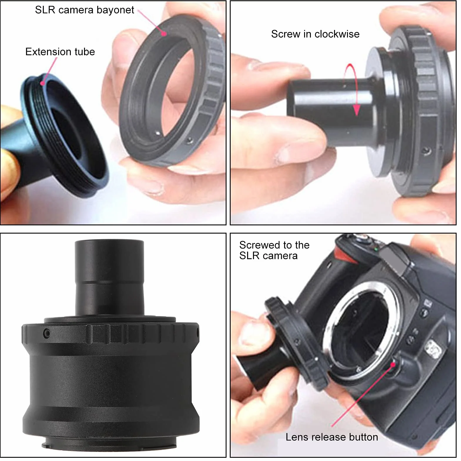 Pierścień Adaptera T Mount do Mikroskopu, 23,2 Mm Rura Przedłużająca do Mikroskopu T Mount Pierścień Adaptera T2 do Mocowania Sony E Mount