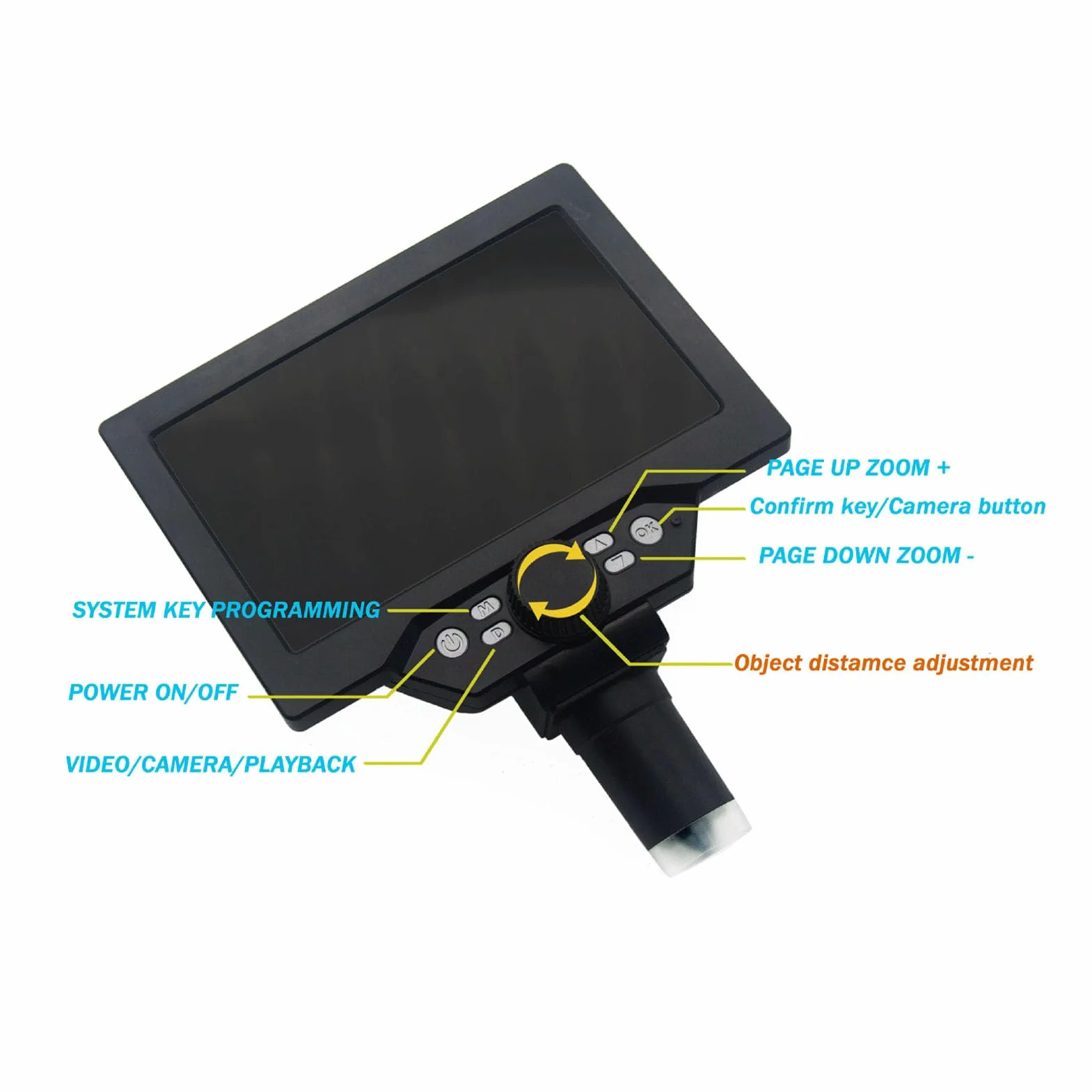 7-calowy Mikroskop Cyfrowy LCD, Powiększenie 1200X, Mikroskop Lutowniczy z Ogniskowaniem 12 MP, 8 Regulowanych Diod LED, Mikroskop 1080P do Lutowania Płytek Drukowanych na Monety