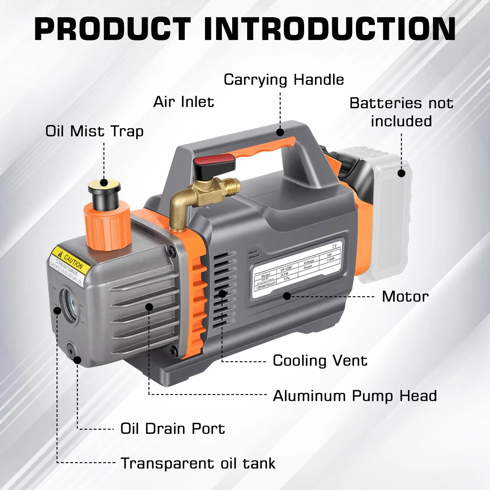 Pompa próżniowa kompatybilna z akumulatorem Mak-ita 18 V, 1-stopniowa, 2CFM, 1/4HP, 5 PA, tester próżniowy do narzędzi chłodniczych i powietrza HVAC AC, odgazowywania żywicy, opakowań próżniowych (bez