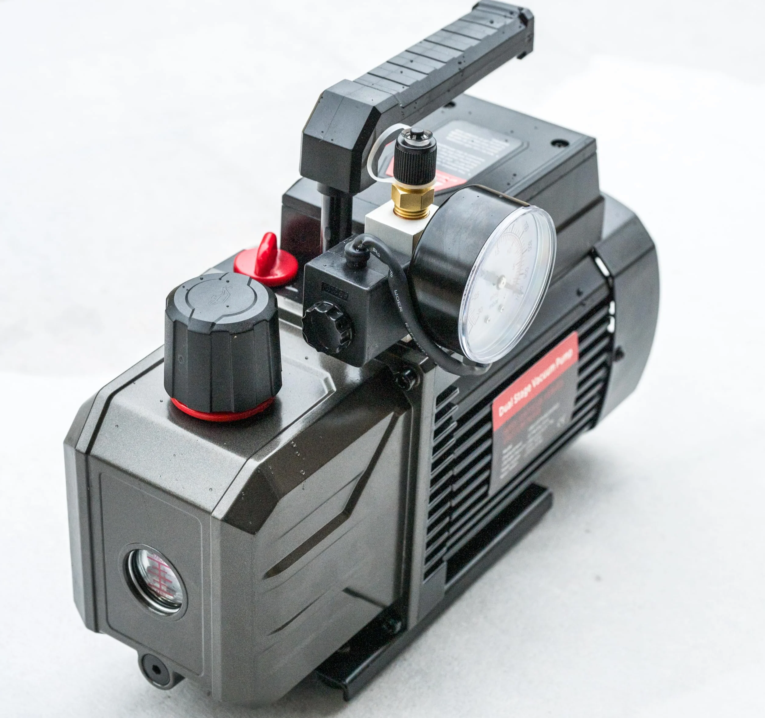Dwustopniowa pompa próżniowa z zaworem odcinającym i manometrem 2 CFM 1/3 HP 56 l/min HVAC AC R32