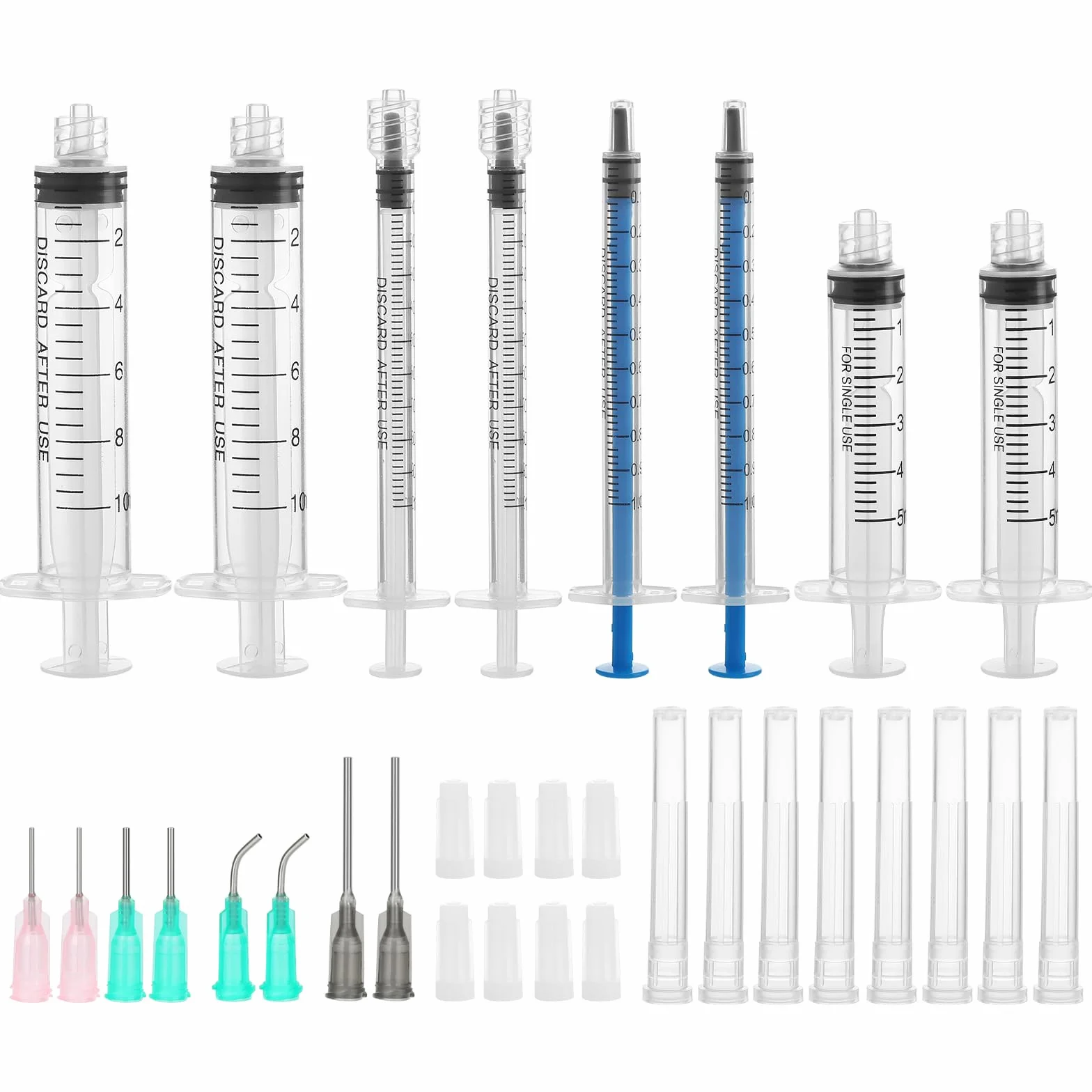 8 sztuk strzykawki 1/5/10 ml, strzykawka z tworzywa sztucznego, strzykawki z tępą igłą, strzykawka dozująca, strzykawka ogrodnicza, ze strzykawką do eksperymentu, dozowania, pomiaru płynów