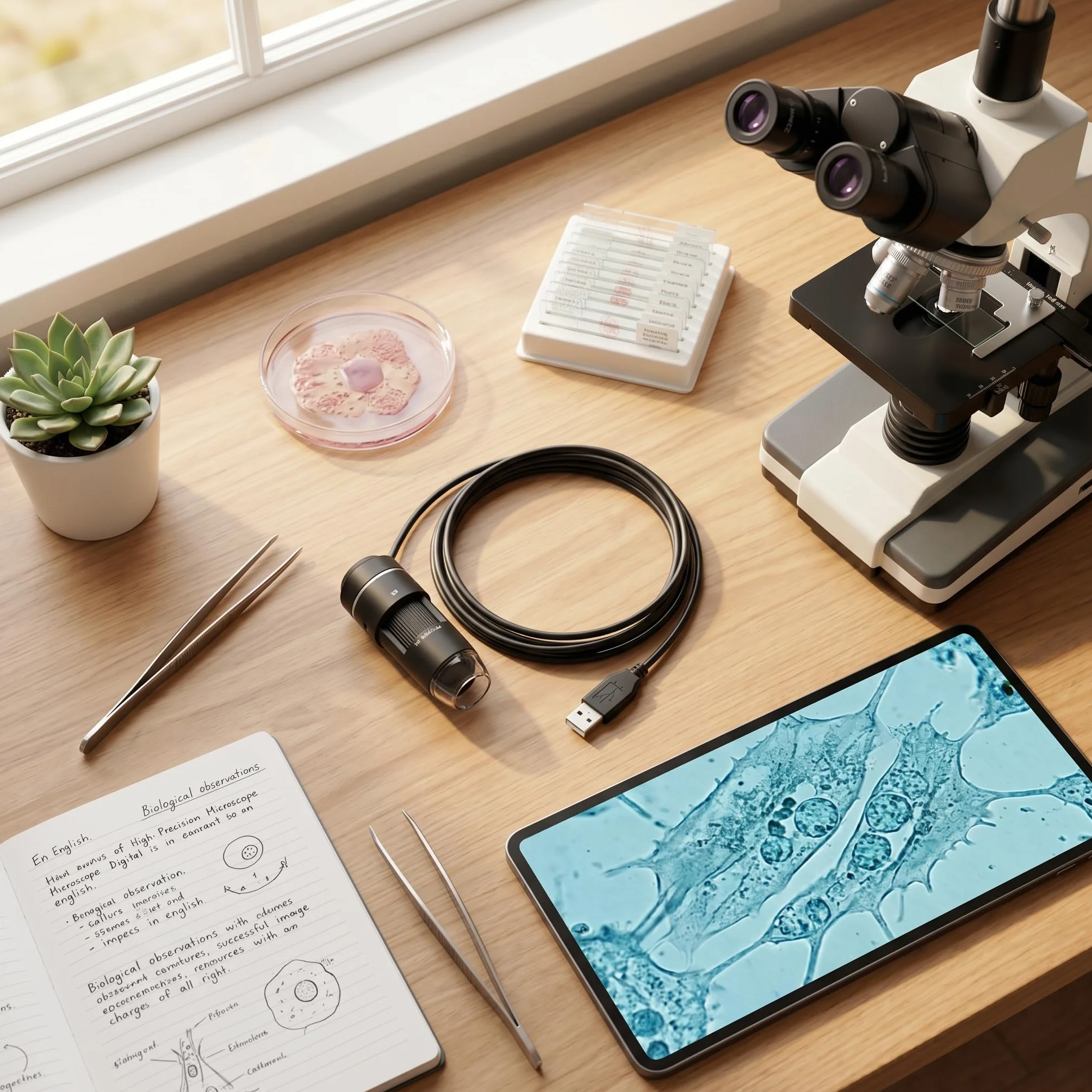 Cyfrowy Okular 92 MP, Elektroniczny Mikroskop z Kamerą USB, do Nauki i Badań Laboratoryjnych, Kompatybilny z Mikroskopami Stereo