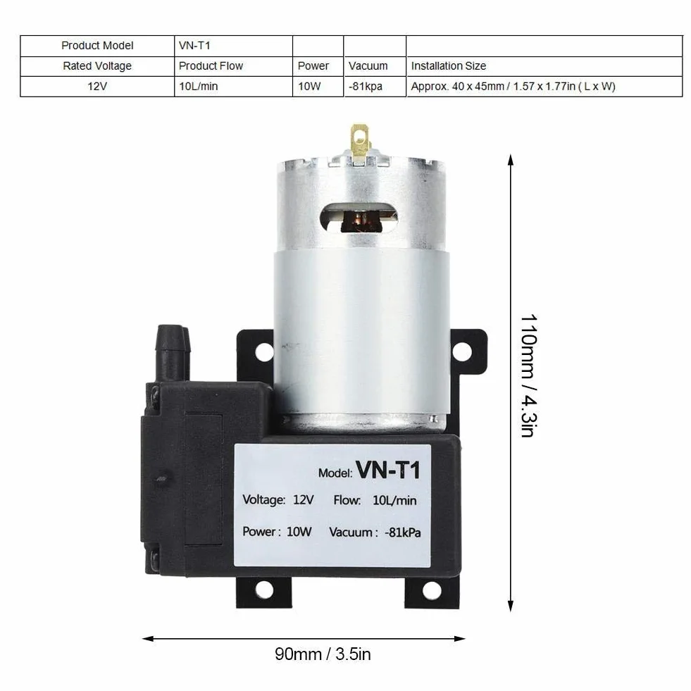 YWBL-WH pompa próżniowa DC 12V/24V Mini, 10L/min cicha sprężarka powietrza VN-T1((DC12V)), różne pompy i akcesoria