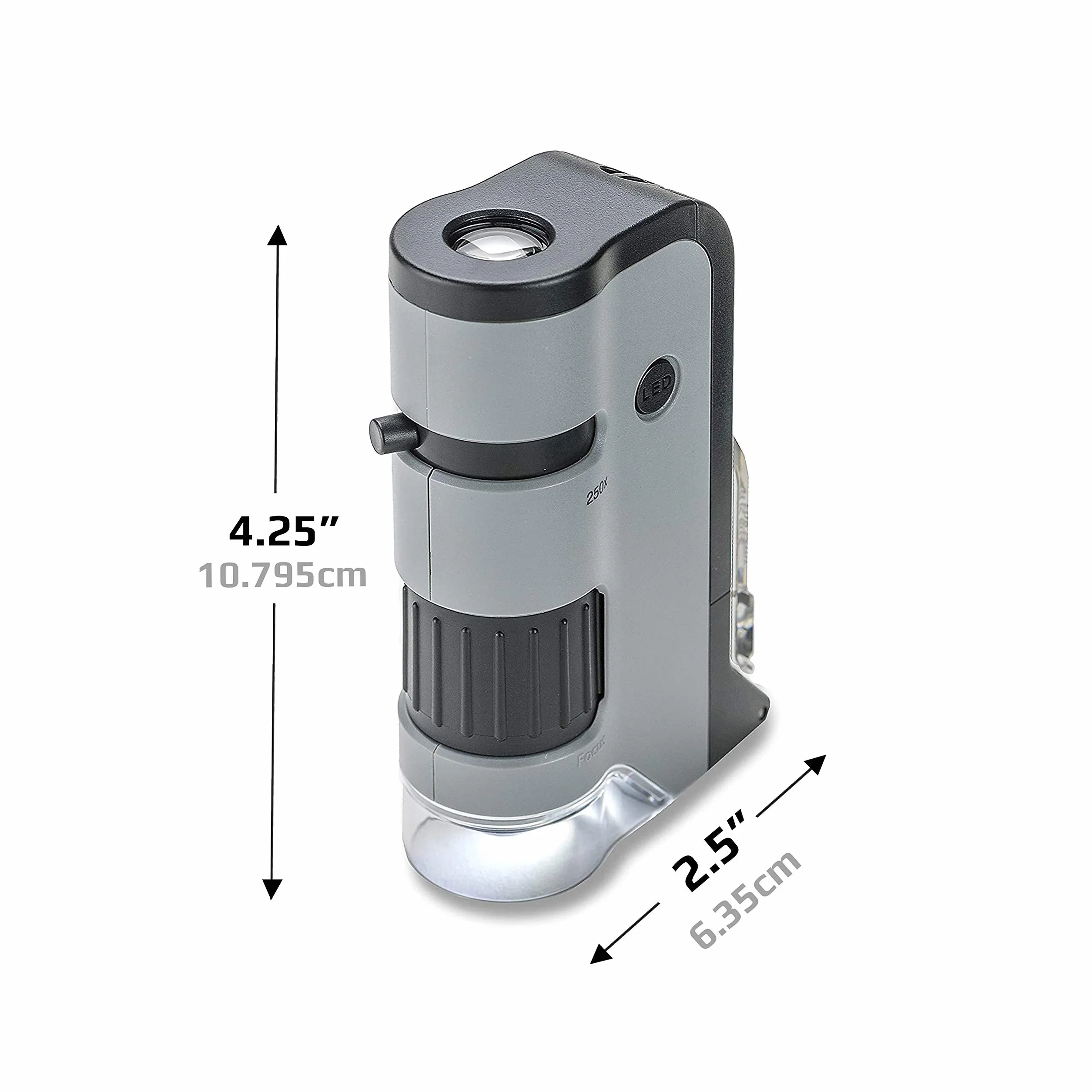 Kieszonkowy mikroskop Carson MicroFlip 100-250x LED UV o dużej mocy, z adapterem do smartfona i klipsem do digiscopingu - STEM Education (MP-250)