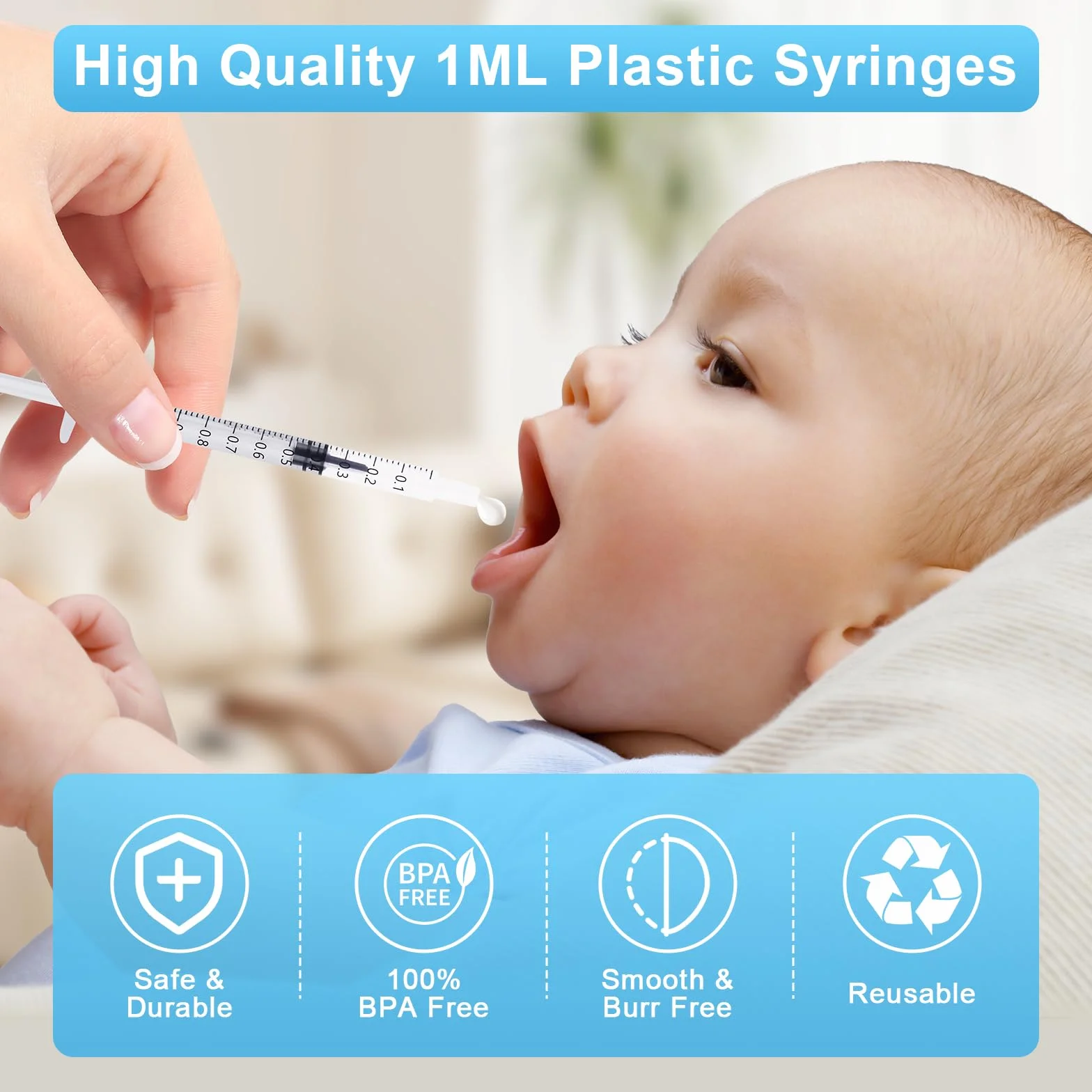 60 sztuk strzykawek 1 ml, strzykawka z siarą z nasadką, plastikowa strzykawka, strzykawka dozująca, 1 ml, do pomiaru płynów, eksperymentów, karmienia zwierząt domowych (bez igły)