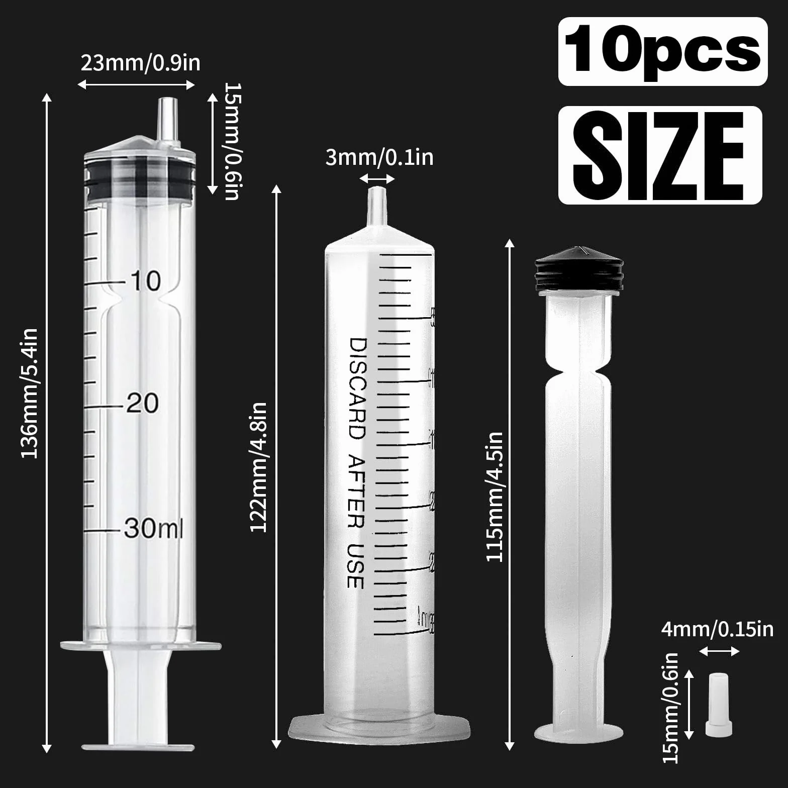 10 sztuk strzykawek po 30 ml, sterylne strzykawki z plastikową pokrywą, strzykawki z tworzywa sztucznego do oleju hamulcowego, wielokrotnego użytku, do karmienia małych zwierząt domowych, oleju