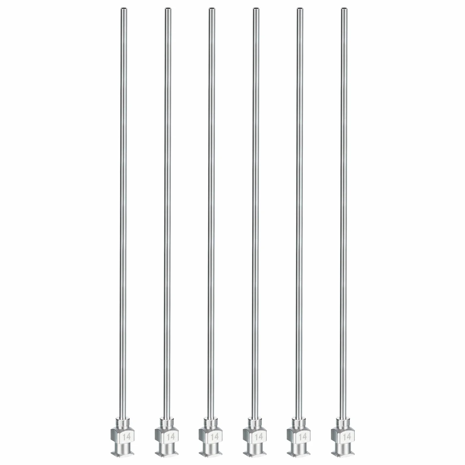 PATIKIL Tępe końcówki do dozowania 14 g, 6 sztuk 15 cm, stal nierdzewna, igły do dozowania płynów z Lure Lock, do uzupełniania płynnych atramentów, klejów