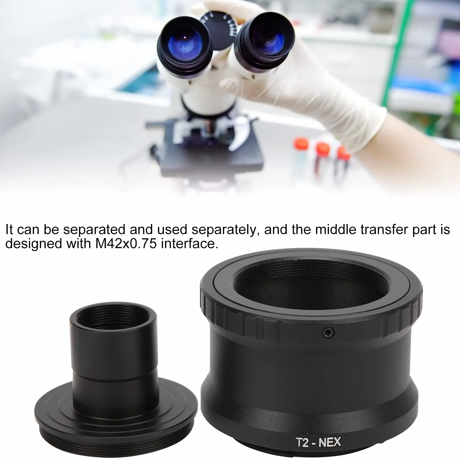 Pierścień Adaptera T Mount do Mikroskopu, 23,2 Mm Rura Przedłużająca do Mikroskopu T Mount Pierścień Adaptera T2 do Mocowania Sony E Mount