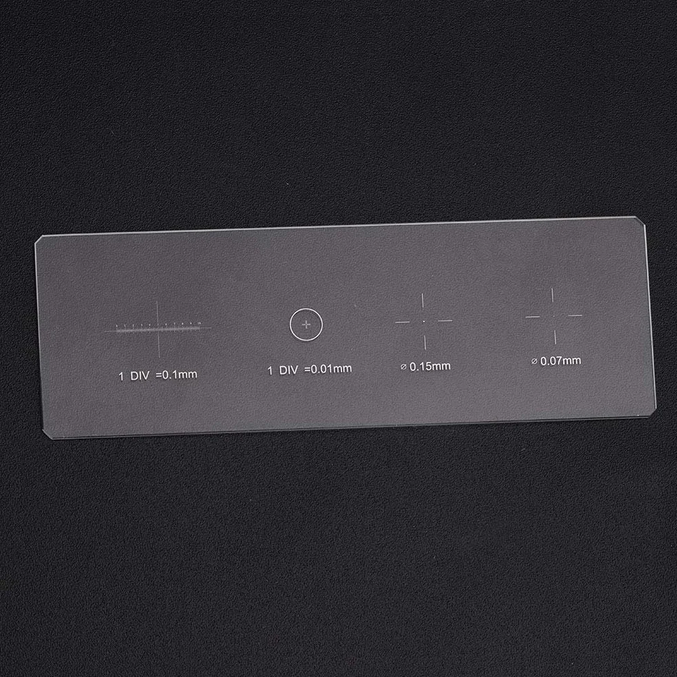 Mikrometr mikroskopowy, dane Precyzyjne szkiełko kalibracyjne mikrometru Szkiełko kalibracyjne mikroskopu mikrometrowego, DIV 0,01 mm do laboratorium mikroskopowego