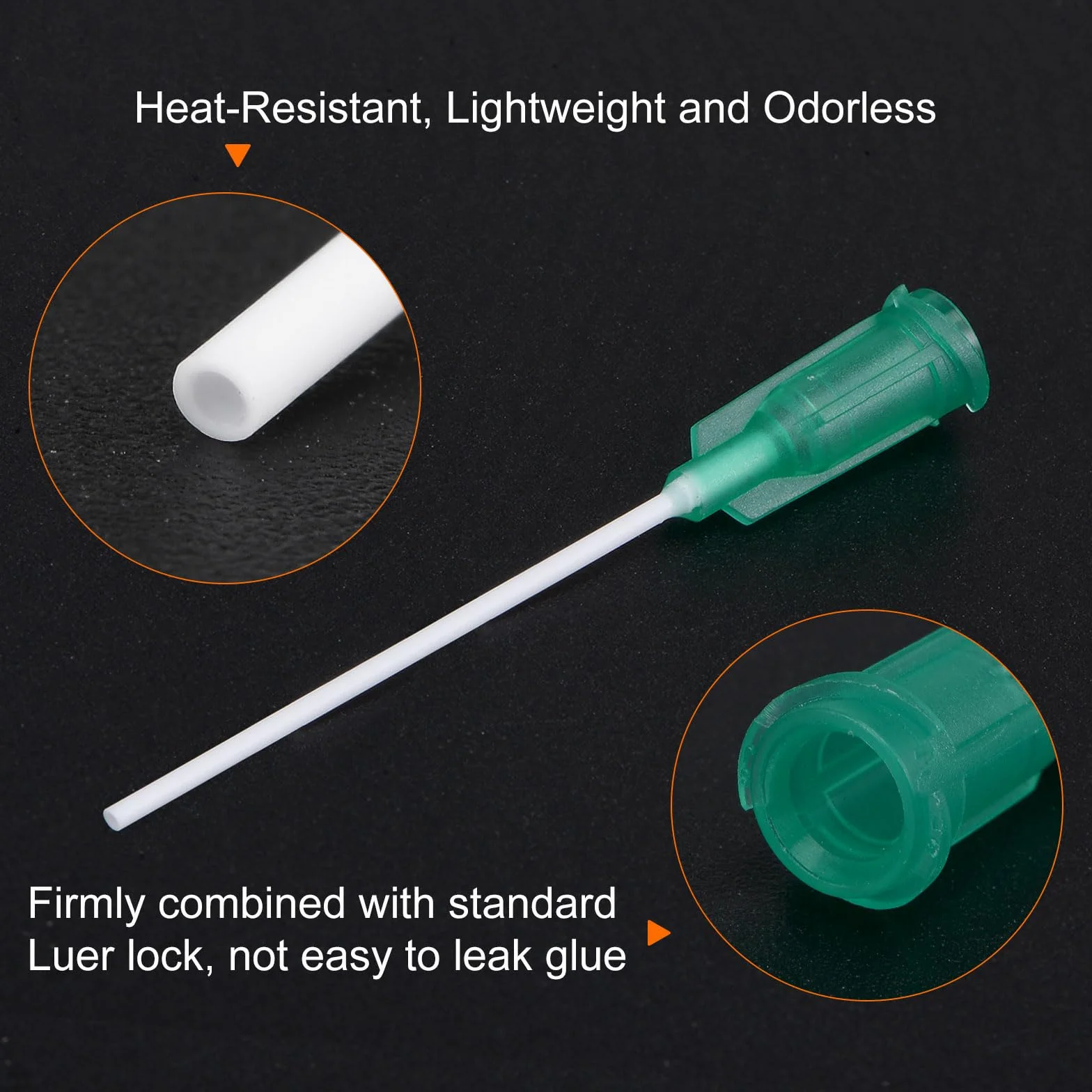 QUARKZMAN 50 sztuk igieł z tworzywa sztucznego 18 G z tworzywa sztucznego z końcówką Luer-Lock, 1,5" rurka igłowa PTFE, PP odporna na wysokie temperatury końcówka z tworzywa sztucznego do pistoletu do