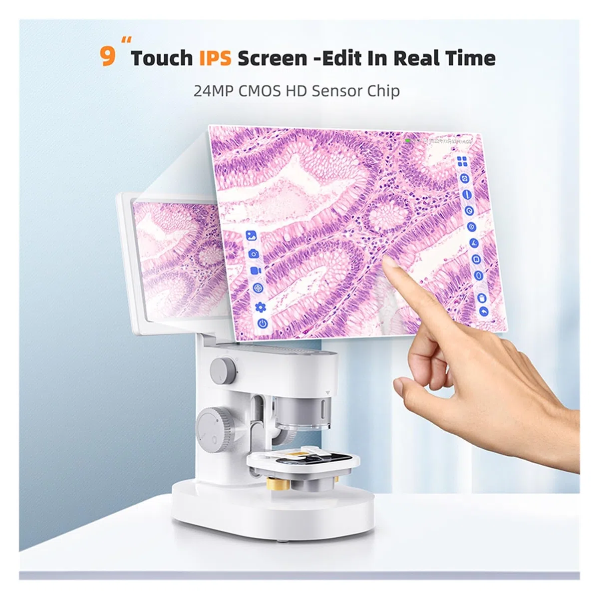 9-calowy Mikroskop Biologiczny Z Ekranem IPS 1200X 24 MP Cyfrowa Stereoskopowa Kamera Z Mikroskopem Wideo Z Dotykowymi Monitorami LCD,Dokładna Ostrość