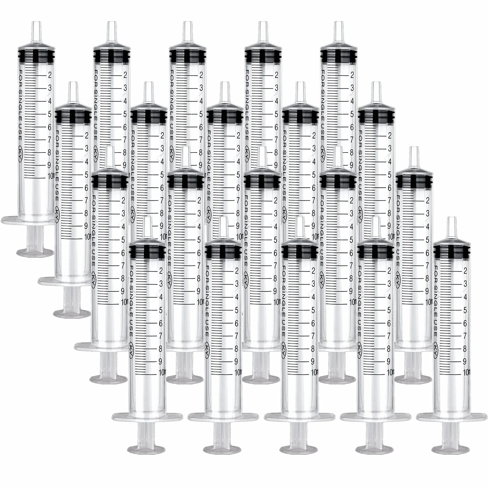 Strzykawki z tworzywa sztucznego, 20 sztuk, 10 ml, pojedynczo zapakowane, trwałe strzykawki z siarą, wszechstronne strzykawki dozujące, wielokrotnego użytku, strzykawka pomiarowa do ogrodu i