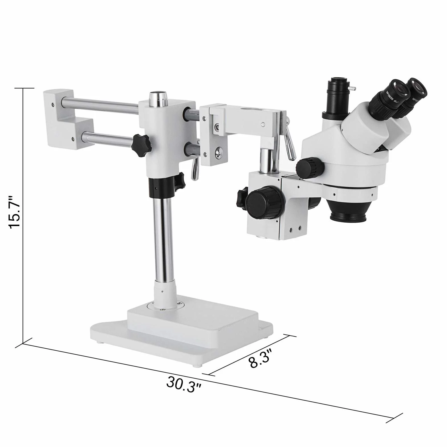 VEVOR Mikroskop stereofoniczny 3,5X-90X Simul Focal trójokularowy zoom 360 stopni obrotowy trójokularowy stereo, mikroskop, podwójne ramię, laboratoryjne, mikroskop, wideo