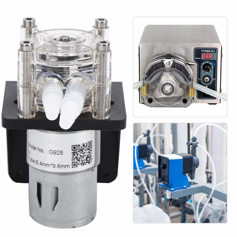 Pompa Perystaltyczna, Pompa Perystaltyczna DC o Dużym Przepływie Szczotkowana Pompa Motoreduktorowa z przezroczystą głowicą PC 500 Ml/Min (12 V), Akcesoria do Pomp Powietrza do (24 V)