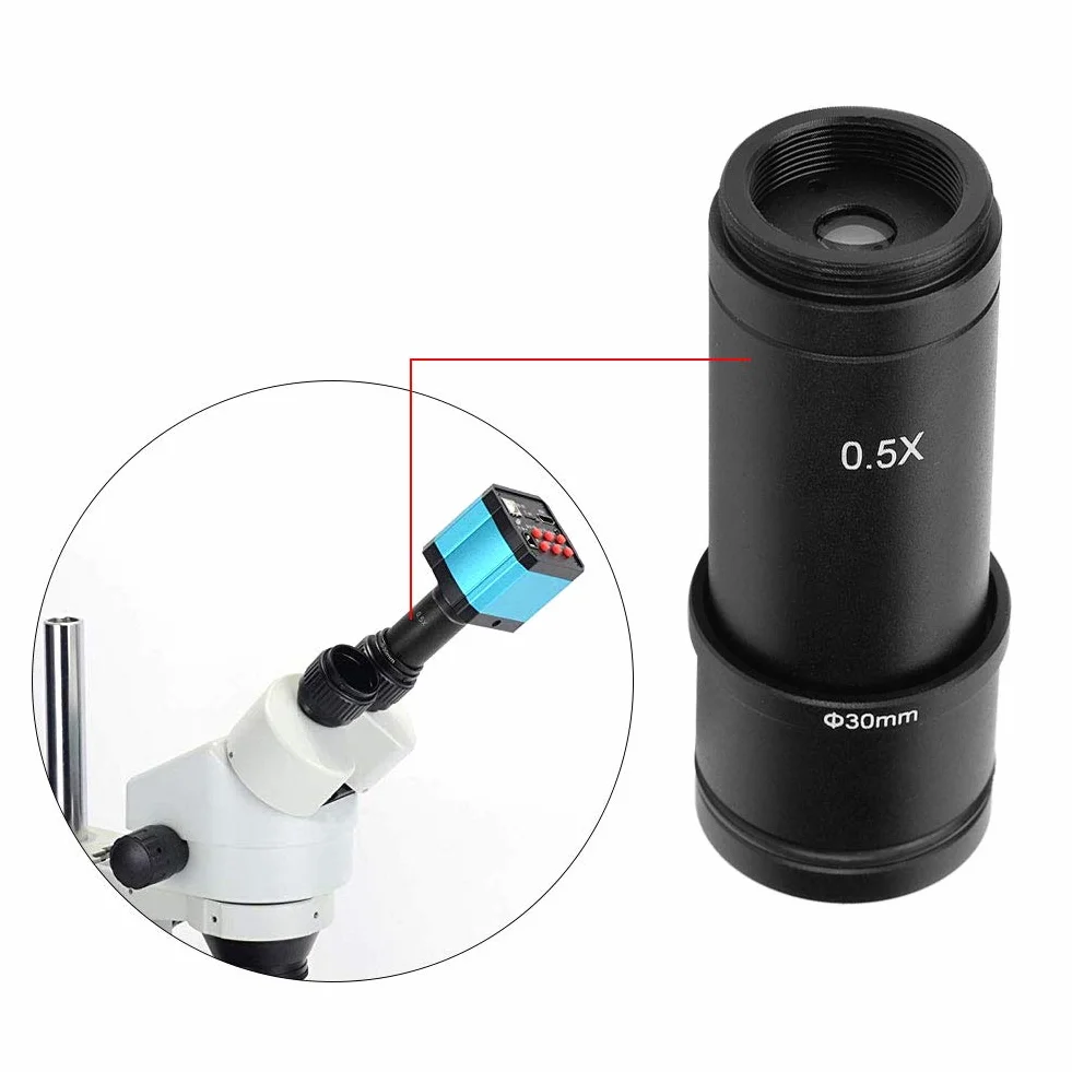 Adapter do mikroskopu 0,5 × zestaw adapterów obiektywu z mocowaniem C, porty 23,2 mm, 30 mm i 30,5 mm do kamery CCD i okularu cyfrowego