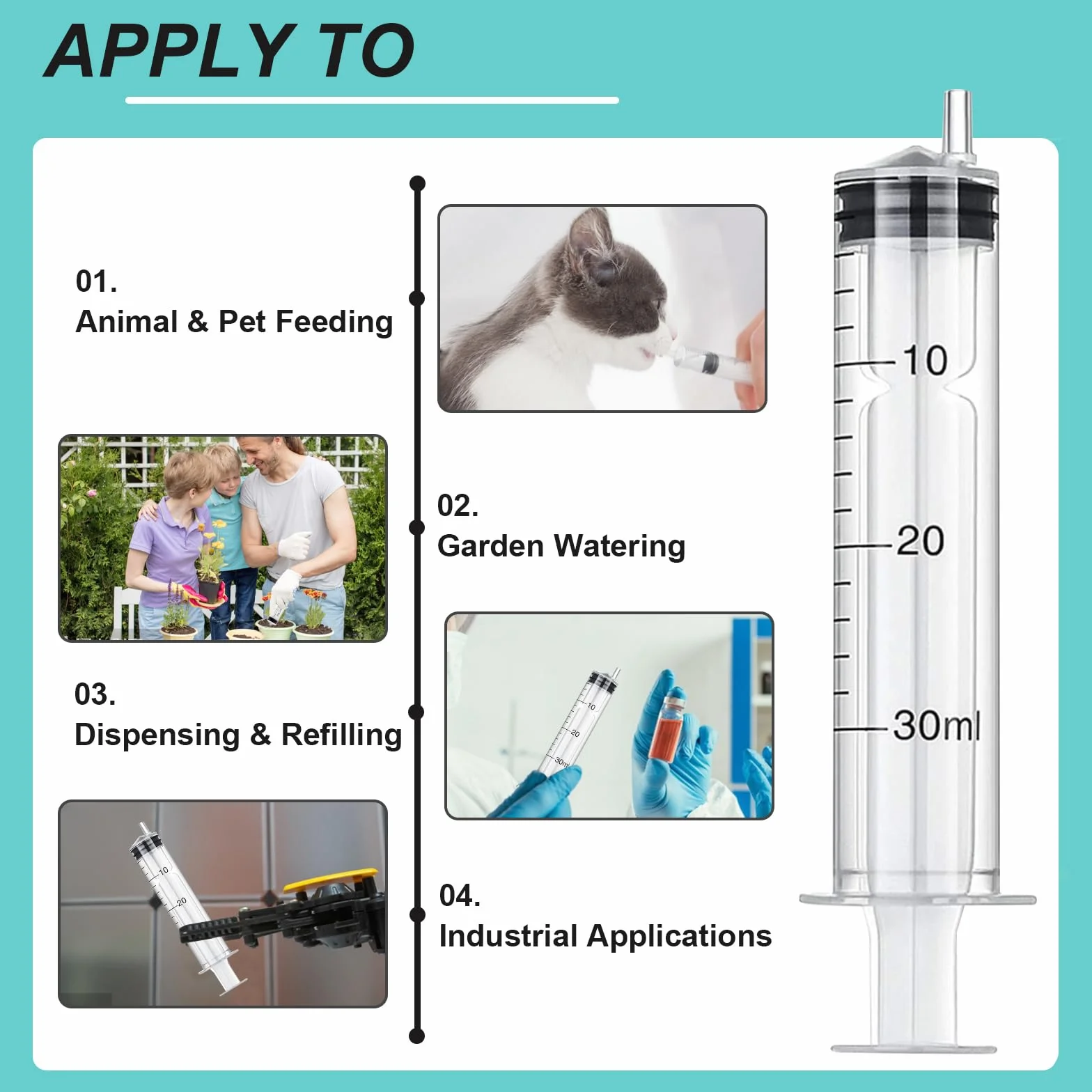 10 sztuk strzykawek po 30 ml, sterylne strzykawki z plastikową pokrywą, strzykawki z tworzywa sztucznego do oleju hamulcowego, wielokrotnego użytku, do karmienia małych zwierząt domowych, oleju