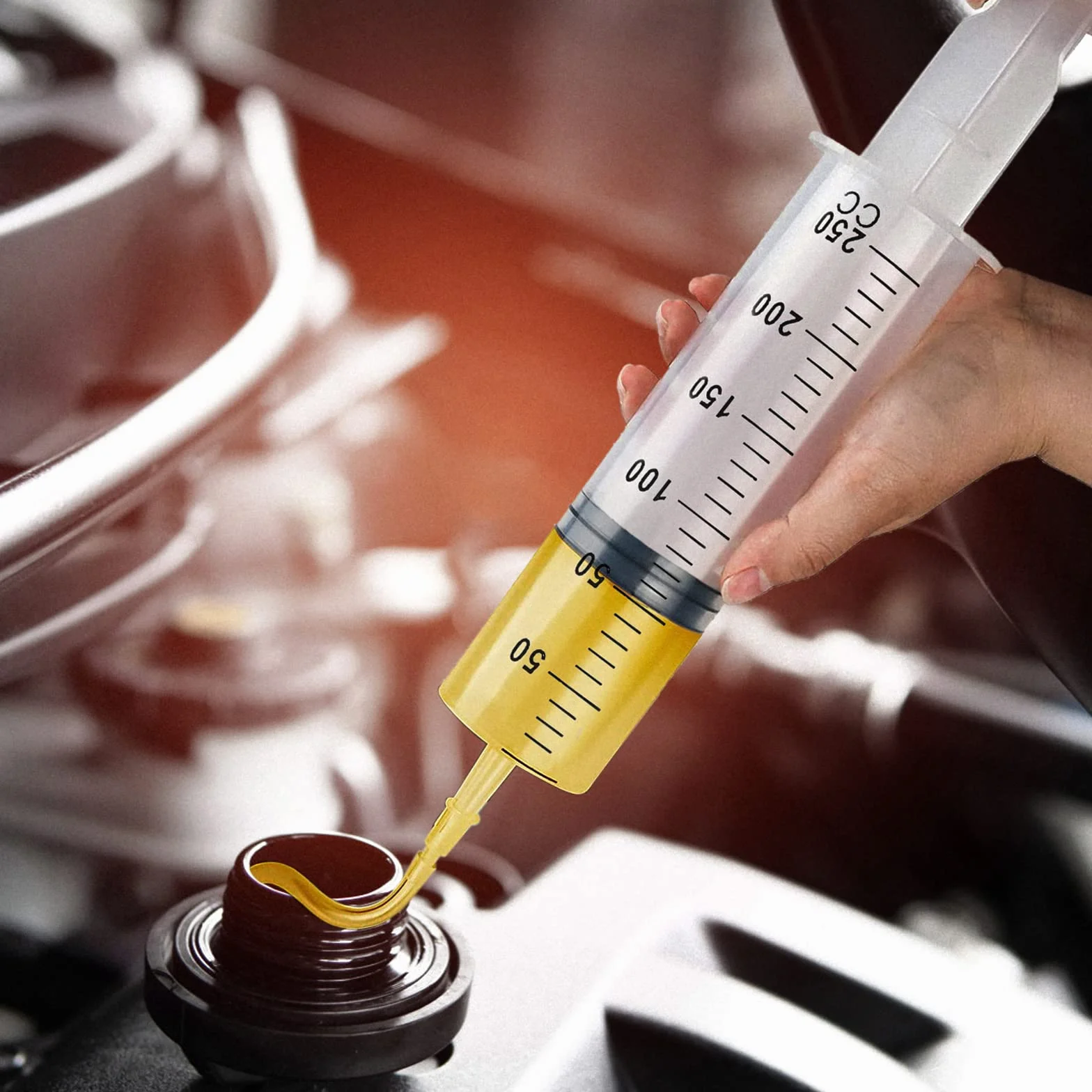 Duża strzykawka 250 ml, plastikowa strzykawka, wielokrotnego użytku, z wężem i zatyczką, wąż do koparki, do laboratorium, przemysłu, ogrodu i karmienia zwierząt domowych