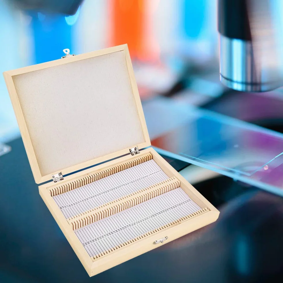 Dostawa Laboratoryjna Skrzynka na Szkiełka Mikroskop Drewniane Pudełko z blokadą do Przechowywania na Szkło Laboratoryjne Przygotowane Szkiełka Mikroskopowe Narzędzie do