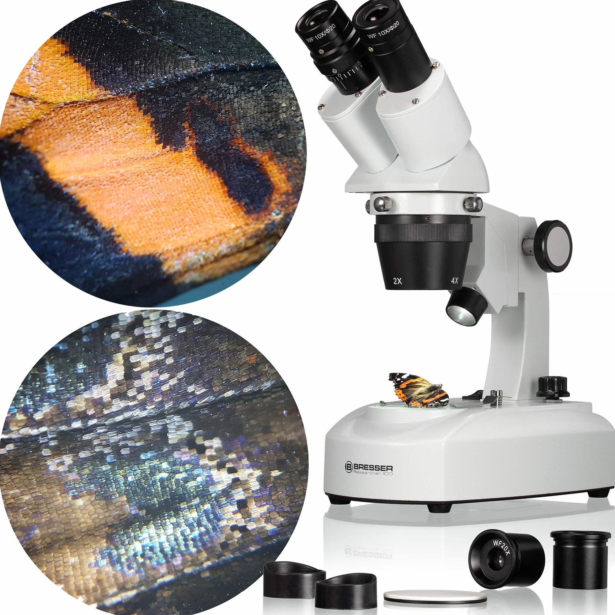 Bresser Mikroskop z oswietleniem padajacym Researcher ICD LED 20x-80x