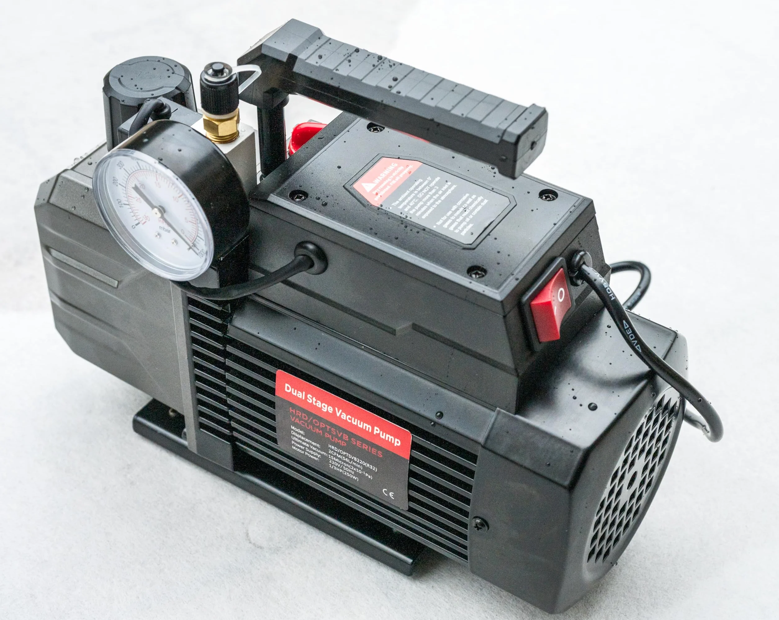 Dwustopniowa pompa próżniowa z zaworem odcinającym i manometrem 2 CFM 1/3 HP 56 l/min HVAC AC R32