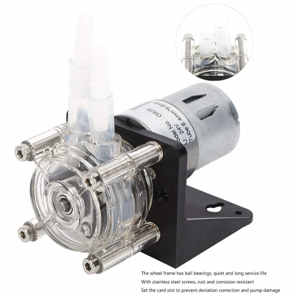Pompa Perystaltyczna, Pompa Perystaltyczna DC o Dużym Przepływie Szczotkowana Pompa Motoreduktorowa z przezroczystą głowicą PC 500 Ml/Min (12 V), Akcesoria do Pomp Powietrza do (24 V)