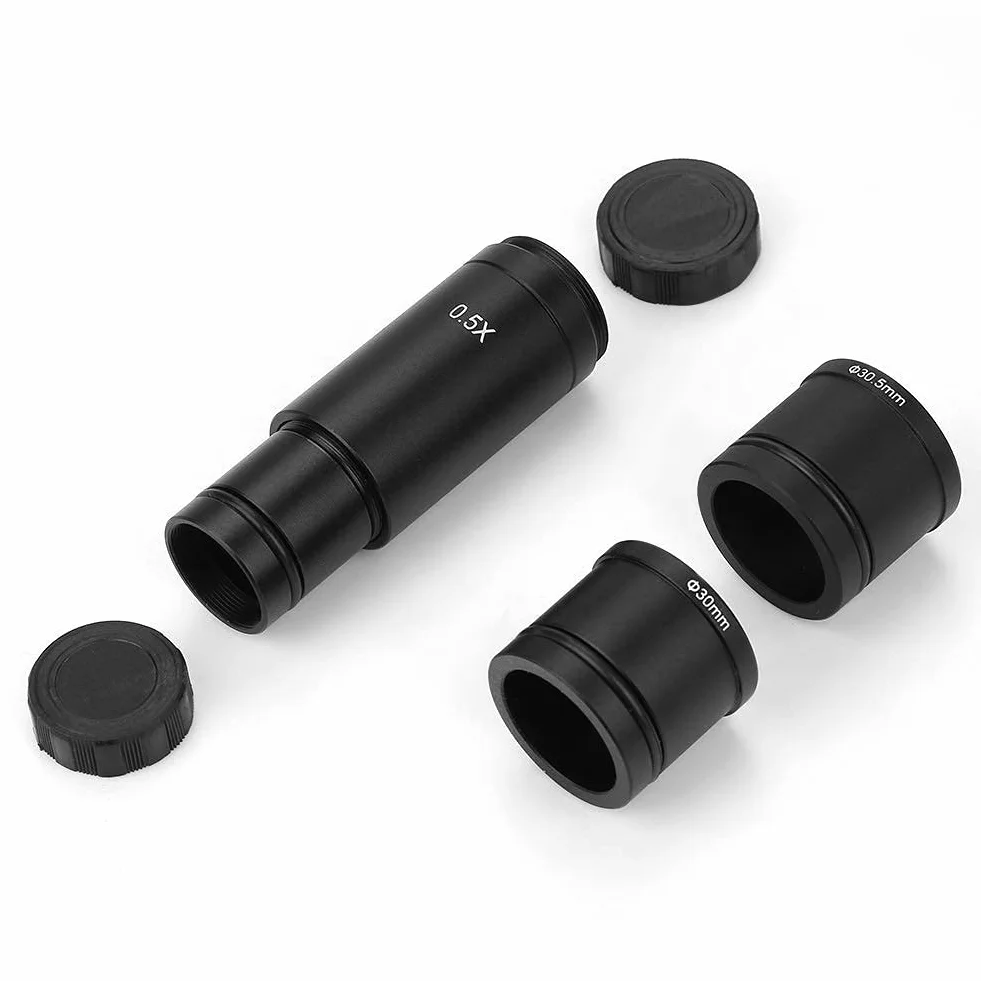 Adapter do mikroskopu 0,5 × zestaw adapterów obiektywu z mocowaniem C, porty 23,2 mm, 30 mm i 30,5 mm do kamery CCD i okularu cyfrowego