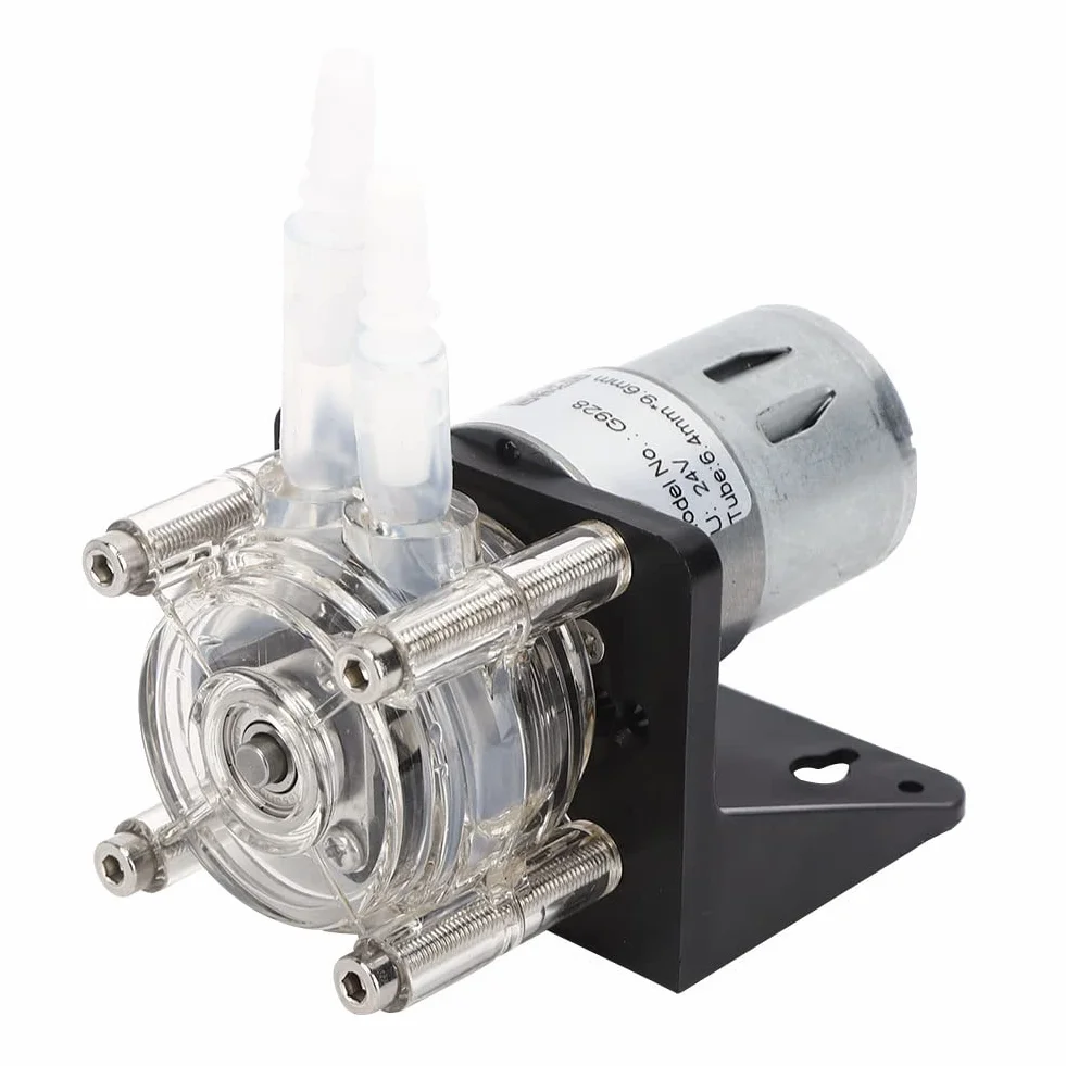 Pompa Perystaltyczna, Pompa Perystaltyczna DC o Dużym Przepływie Szczotkowana Pompa Motoreduktorowa z przezroczystą głowicą PC 500 Ml/Min (12 V), Akcesoria do Pomp Powietrza do (24 V)
