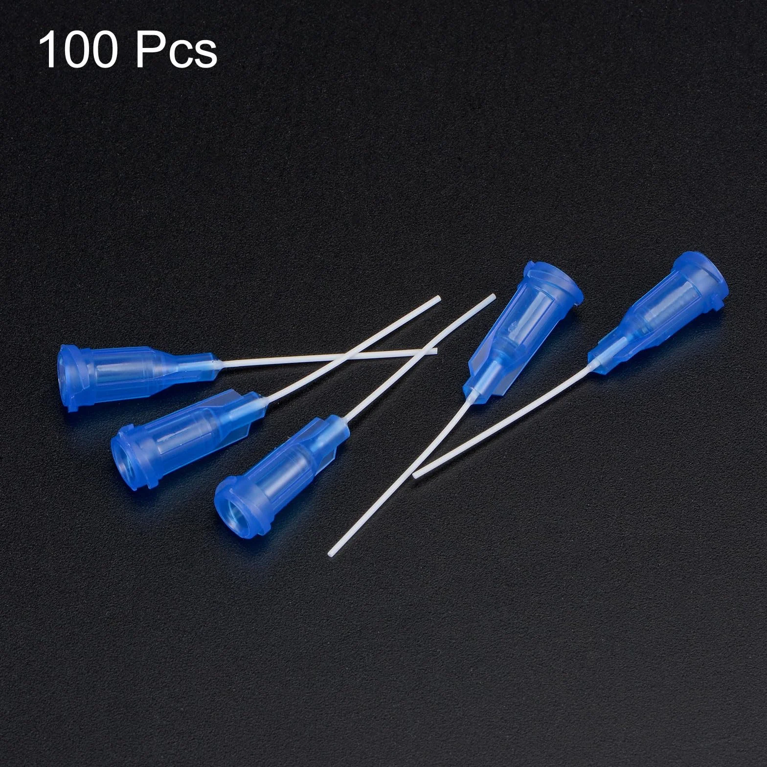 QUARKZMAN 100 sztuk igieł z tworzywa sztucznego 25 G z luer-Lock, 1" rurka igłowa PTFE, odporne na wysokie temperatury tworzywo sztuczne, końcówka do pistoletu do klejenia płynnego, kolor niebieski