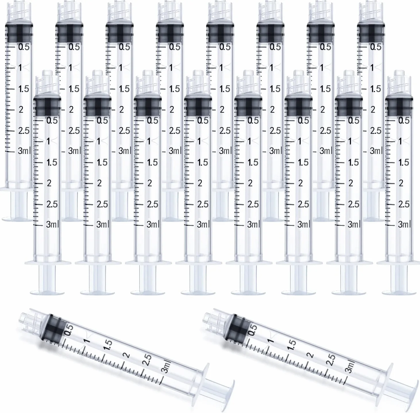 30 sztuk strzykawek Luer Lock 3 cc/ml bez igieł, pojedynczo sterylne uszczelnione (3 ml)