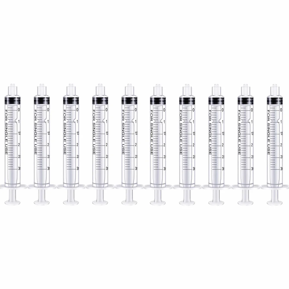 10 sztuk strzykawek Luer Lock 3 ml, plastikowe strzykawki 3 ml z końcówką Luer Lock bez igły do laboratorium naukowego