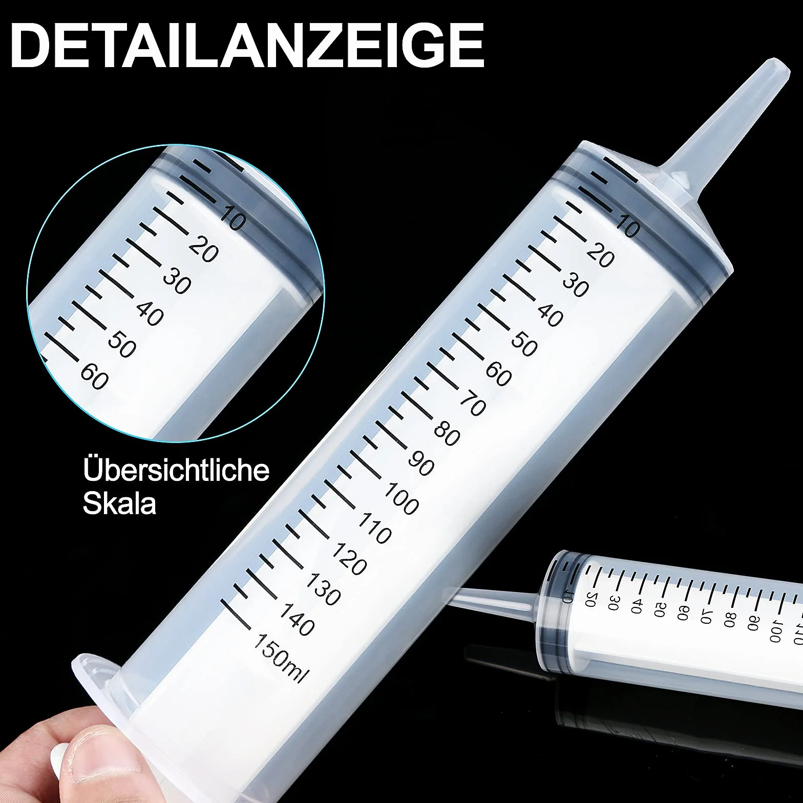 150/250/350/550 ml strzykawka z tworzywa sztucznego, wielokrotnego użytku strzykawka z tworzywa sztucznego, do aplikatorów oleju lub kleju, eksperymentów, karmienia zwierząt domowych, zastosowań przemysłowych (150 ml)