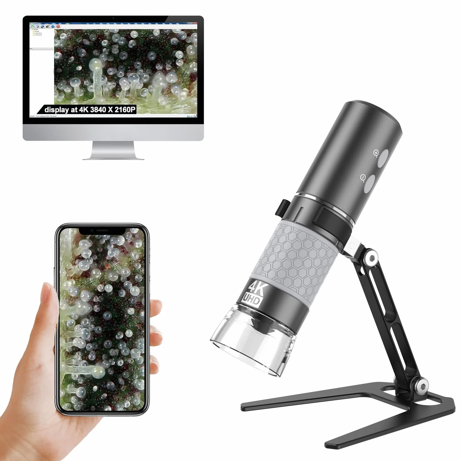 Mikroskop 4K WiFi Ulepszony stojak na iPhone'a Android PC 50-1000X Mikroskop cyfrowy USB Bezprzewodowy do wszystkich telefonów komórkowych iPad Android Tablet Windows Mac Chrome Linux Komputer