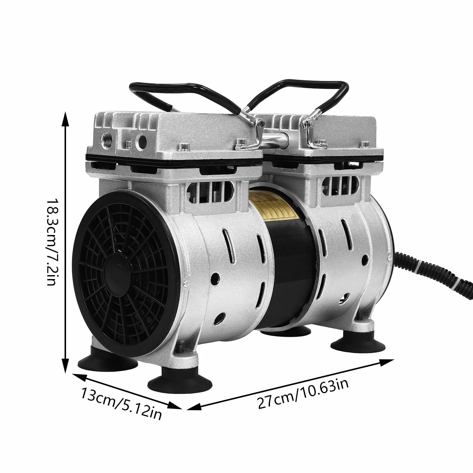 Pompa próżniowa 550 W, 1400 obr./min, bezolejowa, laboratoryjna, pompa podciśnieniowa 120 l/min, do laboratorium, sprzętu kosmetycznego, medycyny