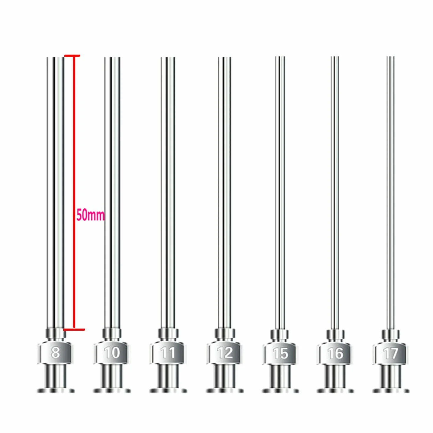 12 szt. 8G / 10G / 12G / 14G zestaw igieł do dozowania 50 mm, strzykawka ze stali nierdzewnej Dozing Blunt Tip - końcówki końcówki, wszystkie metalowe