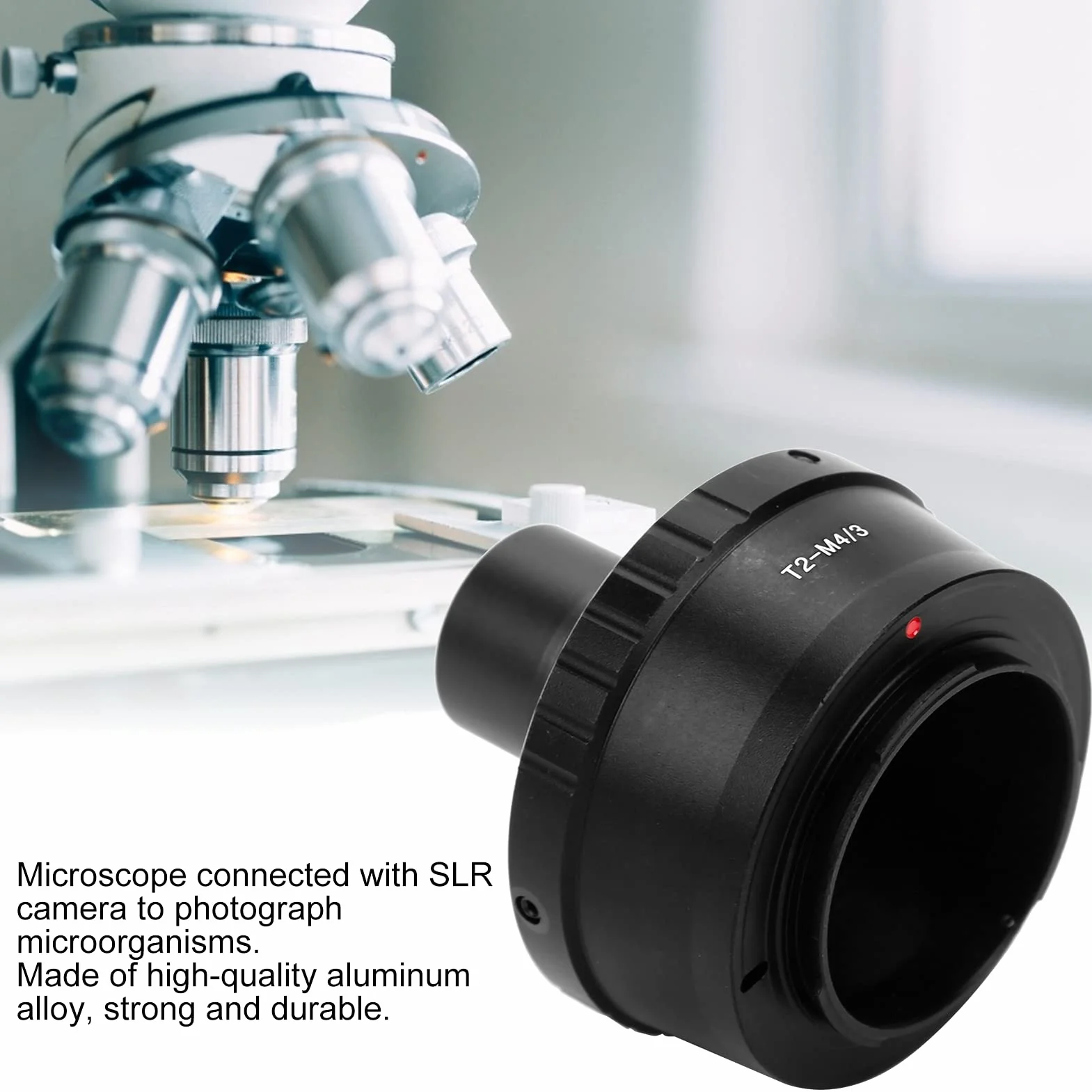 Zunate Adapter T, 23,2 mm, biologiczny mikroskop, rura przedłużająca T-Mount, pierścień adaptera T2 do aparatu M4 / 3-calowego M42x0,75 adapter obiektywu