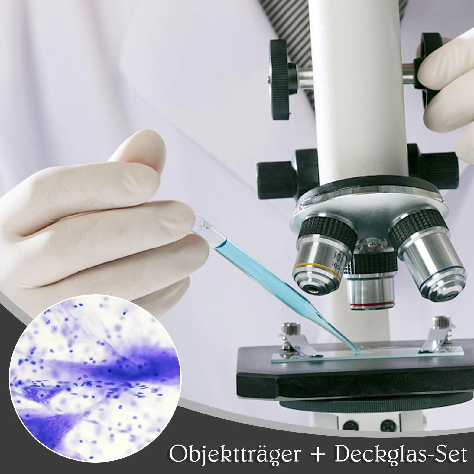 XREE 100 sztuk wstępnie oczyszczonych szkieł mikroskopowych i 200 sztuk szkieł kryjących do mikroskopu, z 5 kroplomierzem, do laboratoriów, biologii, nauki, nauki