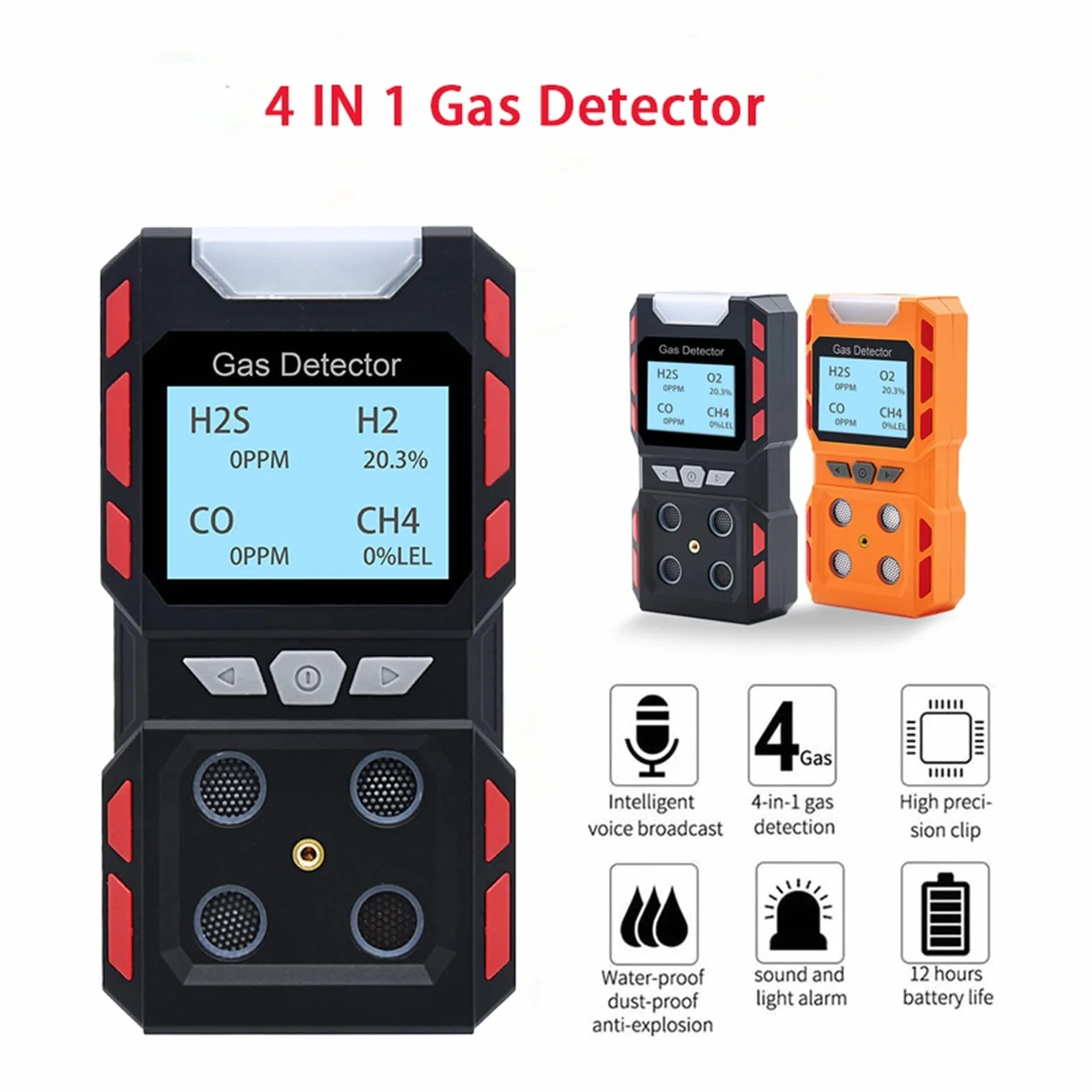 Detektor gazu Przemysłowy analizator gazów przenośny wykrywacz nieszczelności wielu gazów USB akumulator CH4 CO H2S O2 tester gazu wodoodporny czujnik gazu Alarm(A Gas Detector)