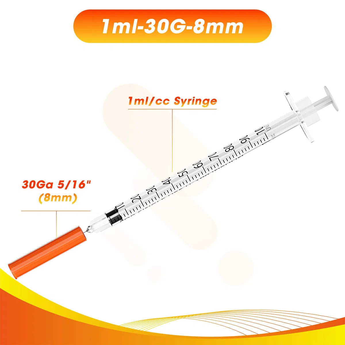 Strzykawka 1 ml/cc 30G 5/40.6 cm 8 mm, jednorazowe opakowanie pojedyncze, opakowanie 100 sztuk