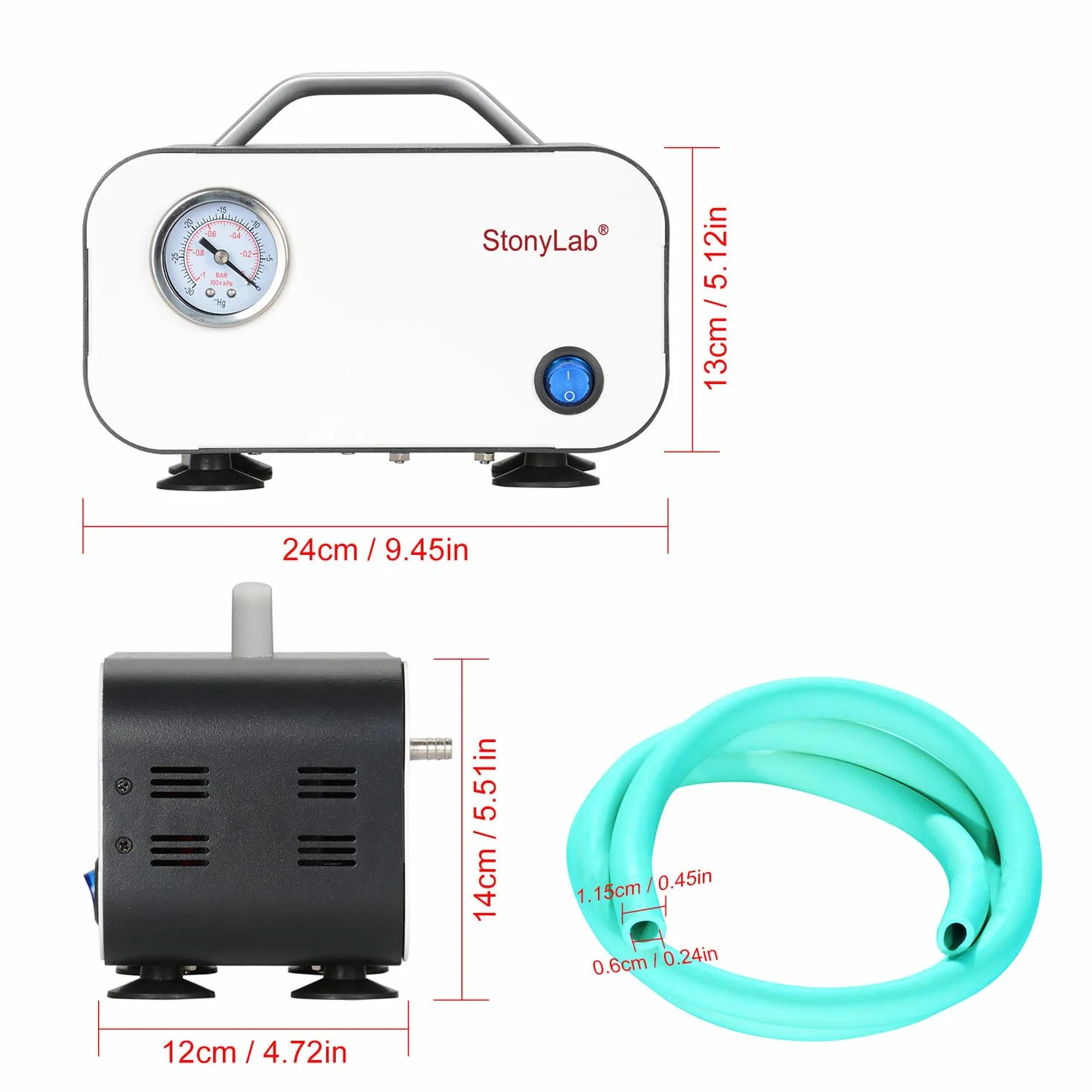 stonylab Membranowa pompa próżniowa, kompaktowa bezolejowa pompa próżniowa o natężeniu przepływu 30 l/min, pompa próżniowa do pracy w laboratorium destylacji filtracji, 110-220 V