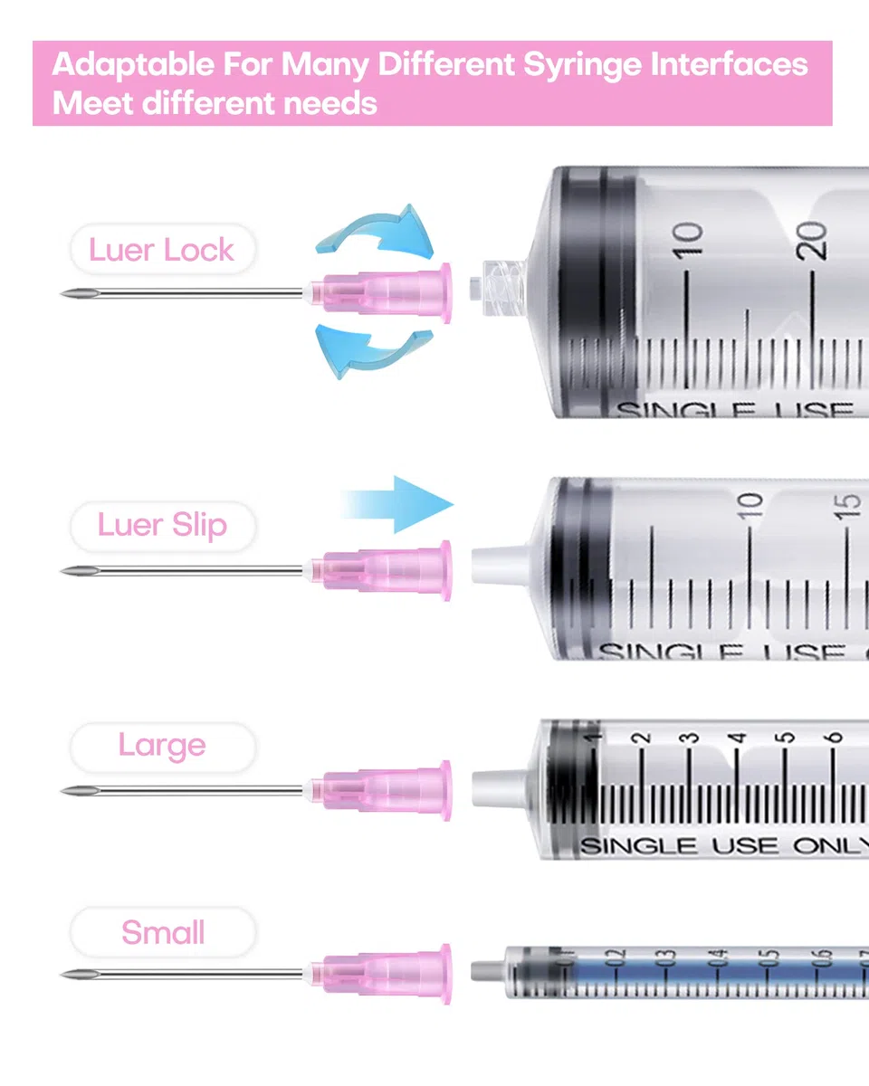 100 Pcs 18G 1 Inch Disposable Needle , Luer Lock Individual Package Of Injection Syringe Accessories, Dispensing Lab Tools, Suitable For Refilling Liquid, Inks,Plant And IndustryF