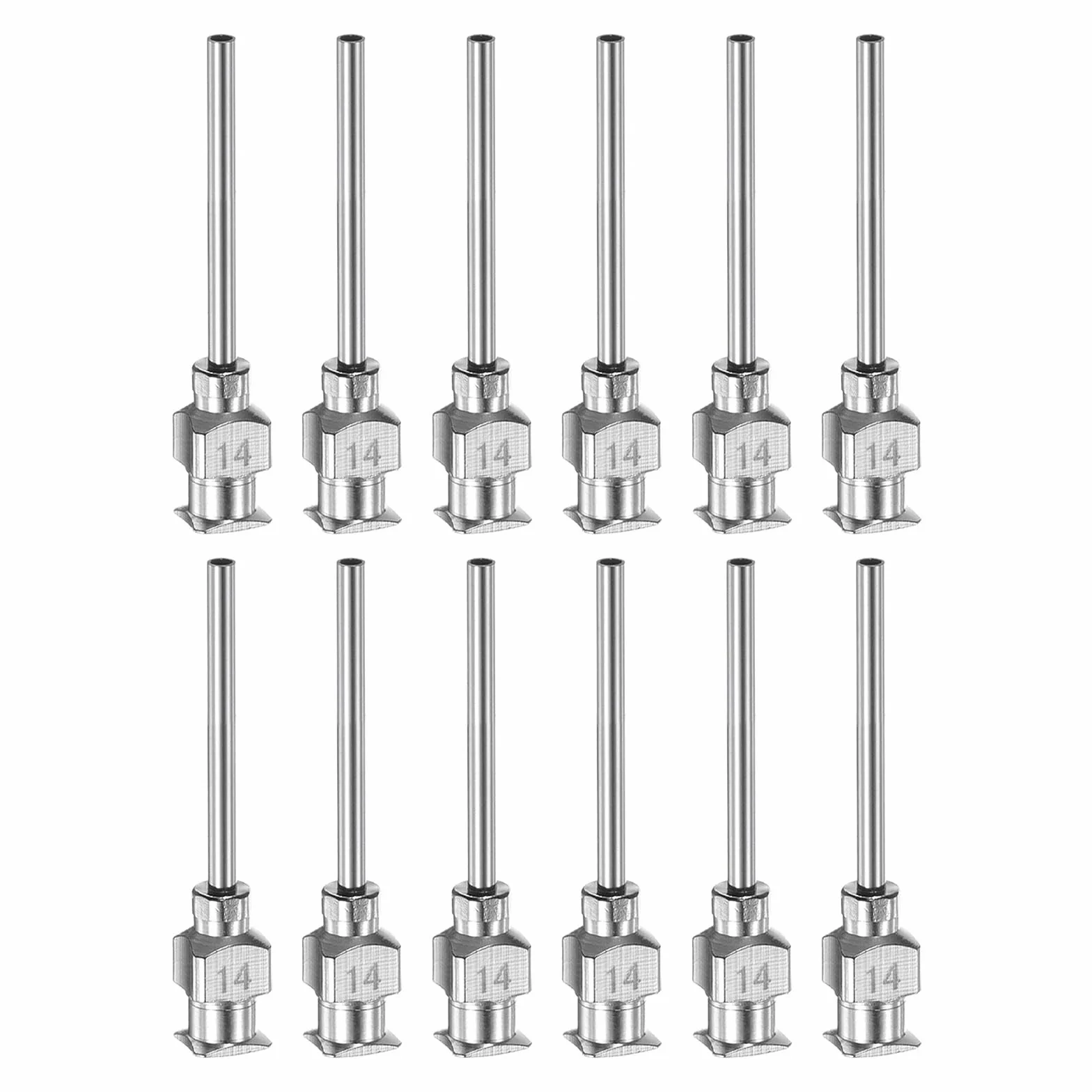 QUARKZMAN 12 sztuk igły dozujące ze stali nierdzewnej 14 G, 1", metalowa rurka igłowa z tępą końcówką i Luer-Lock do gęstych materiałów, atramentu, kleju, zastosowania laboratoryjnego