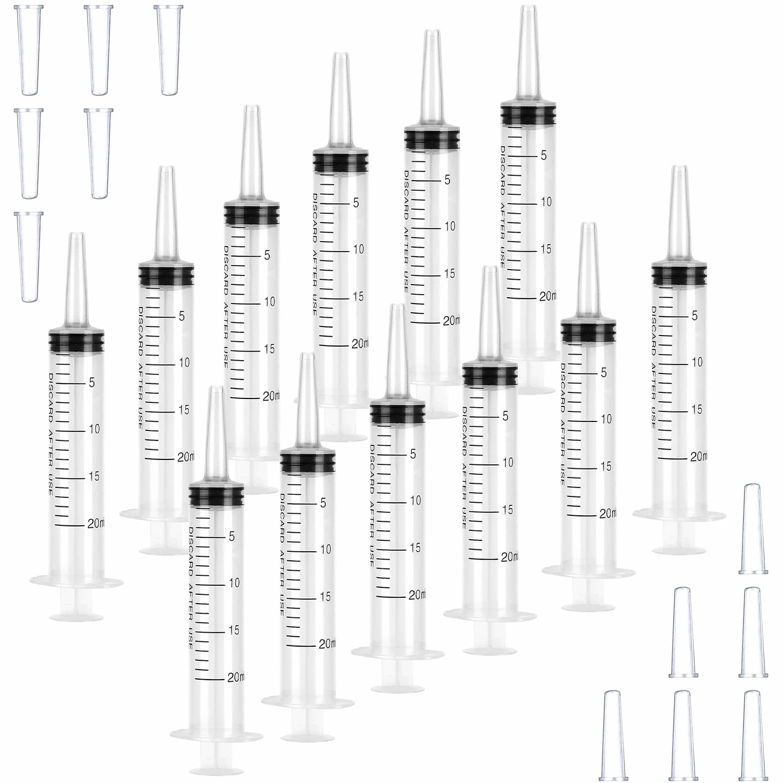 12 sztuk strzykawek bez igły, duża strzykawka z siarą, strzykawka dozująca bez igły, sterylne strzykawki do dozowania płynów, strzykawka laboratoryjna z pomiarem nasadki, stopniowana plastikowa